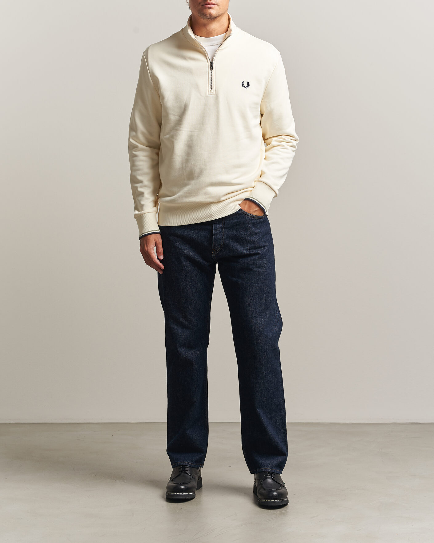 Herren | Pullover | Fred Perry | Half Zip Sweatshirt Ecru