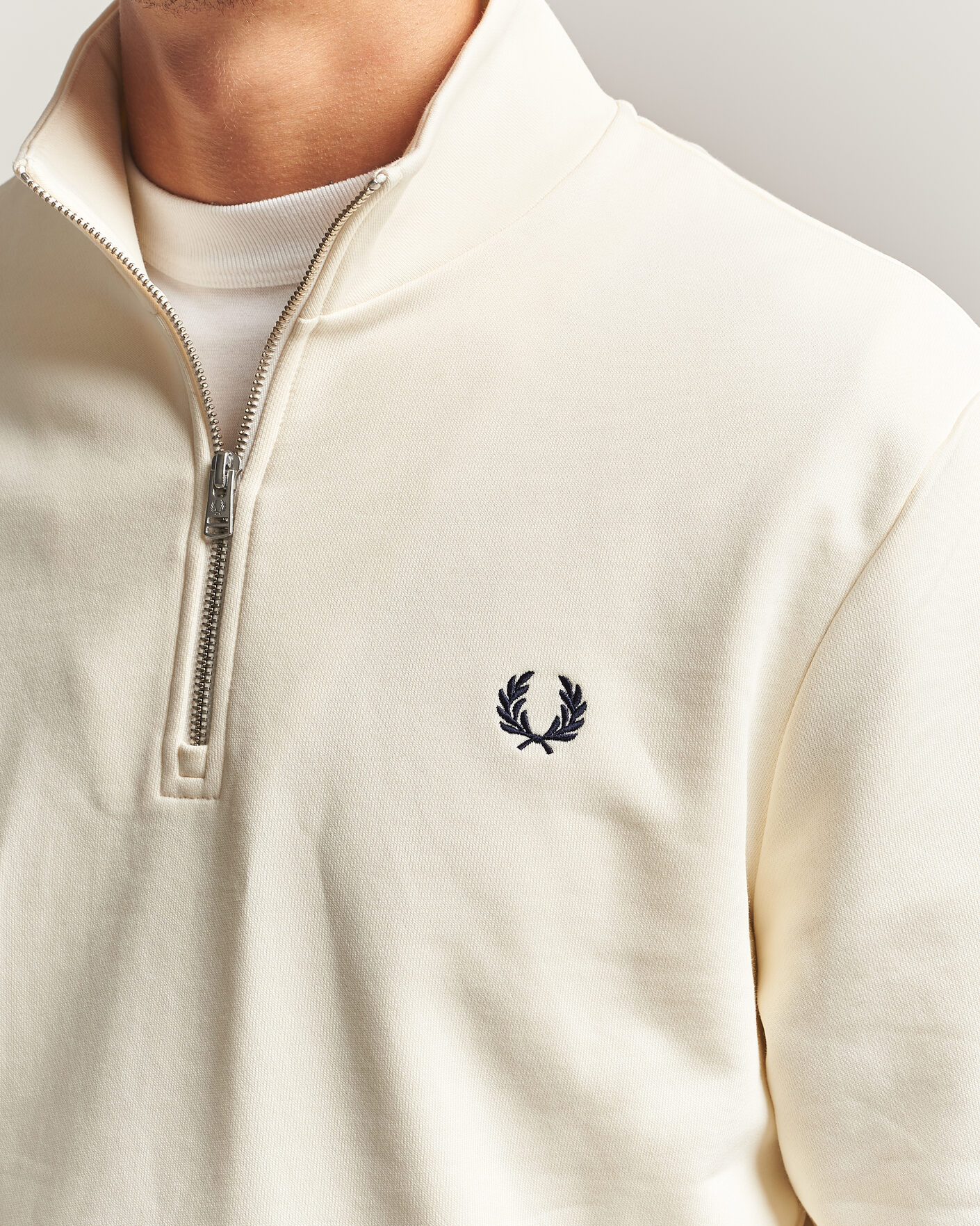 Herren | Pullover | Fred Perry | Half Zip Sweatshirt Ecru