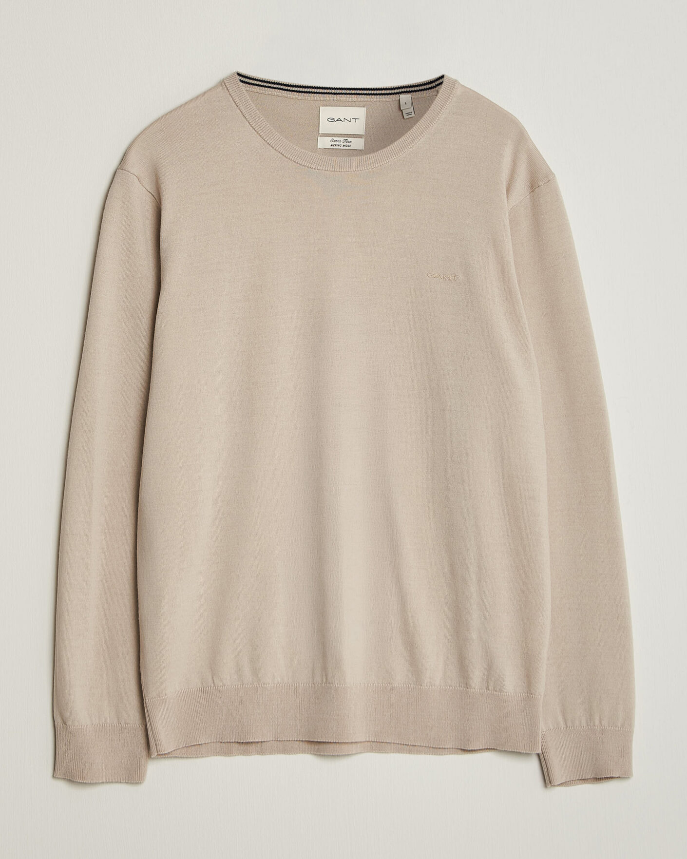 Herren | Pullover | Gant | Extrafine Merino Knitted Crew Neck Clay Beige