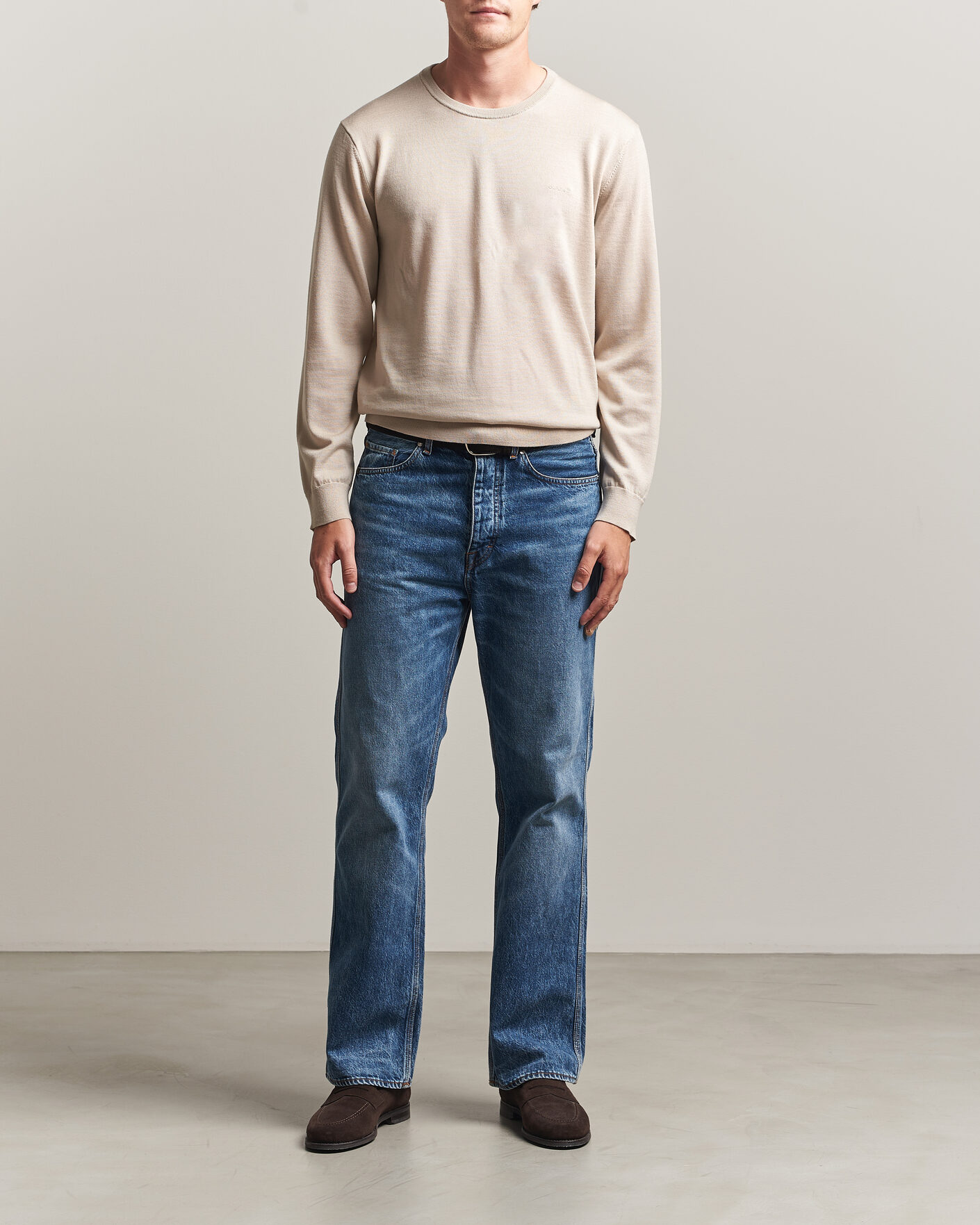 Herren | Pullover | Gant | Extrafine Merino Knitted Crew Neck Clay Beige