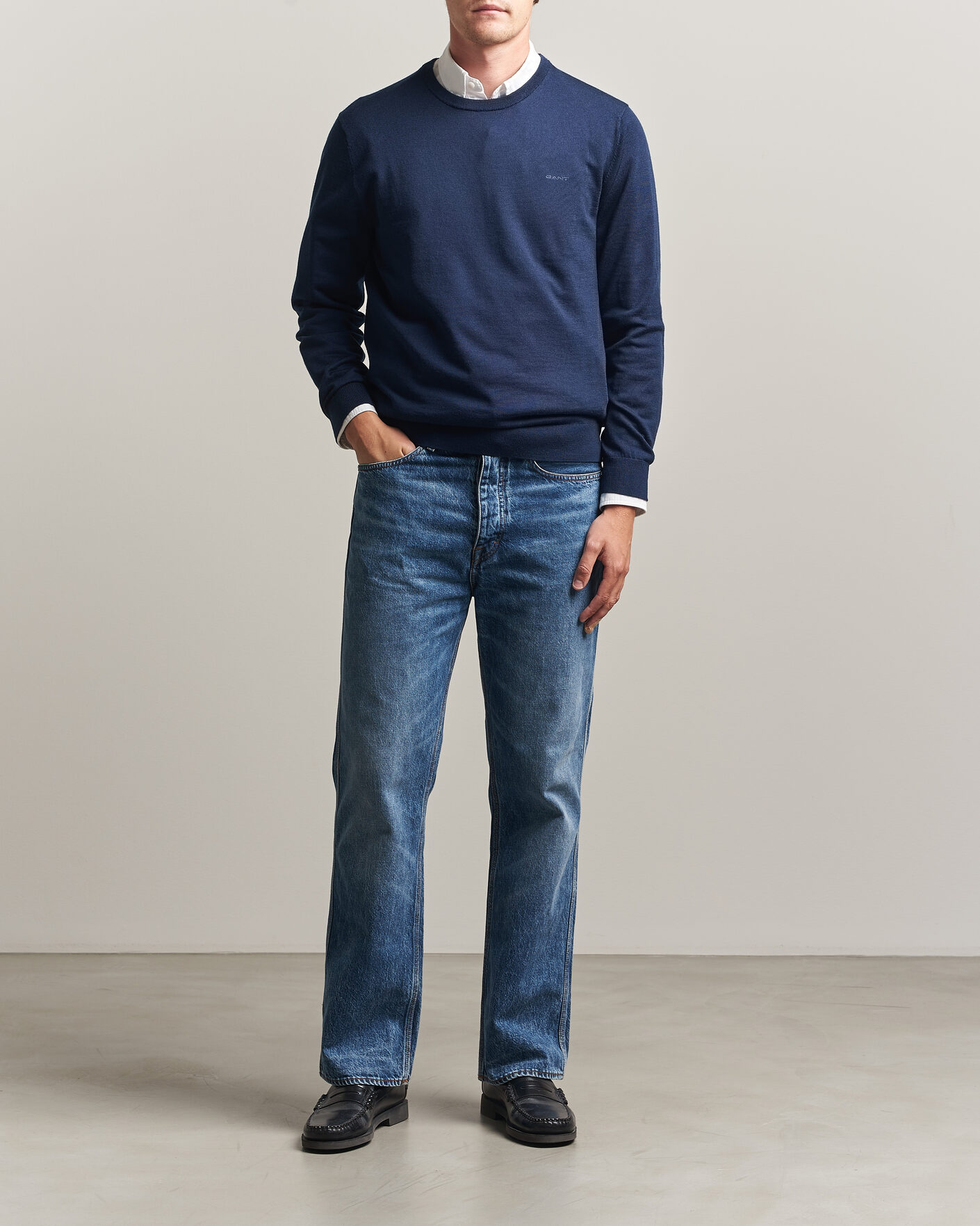 Herren | Pullover | Gant | Extrafine Merino Knitted Crew Neck Marine