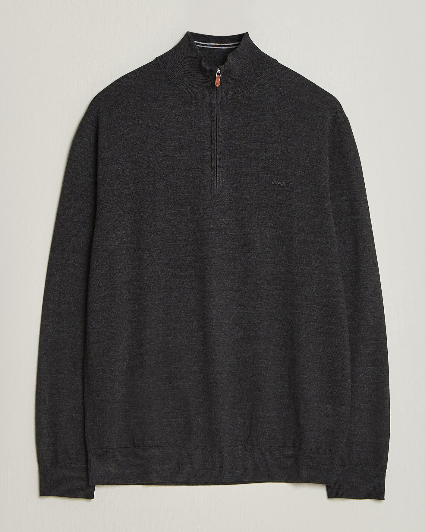 Herren | Pullover | Gant | Extrafine Merino Knitted Half Zip Dark Charcoal Melange