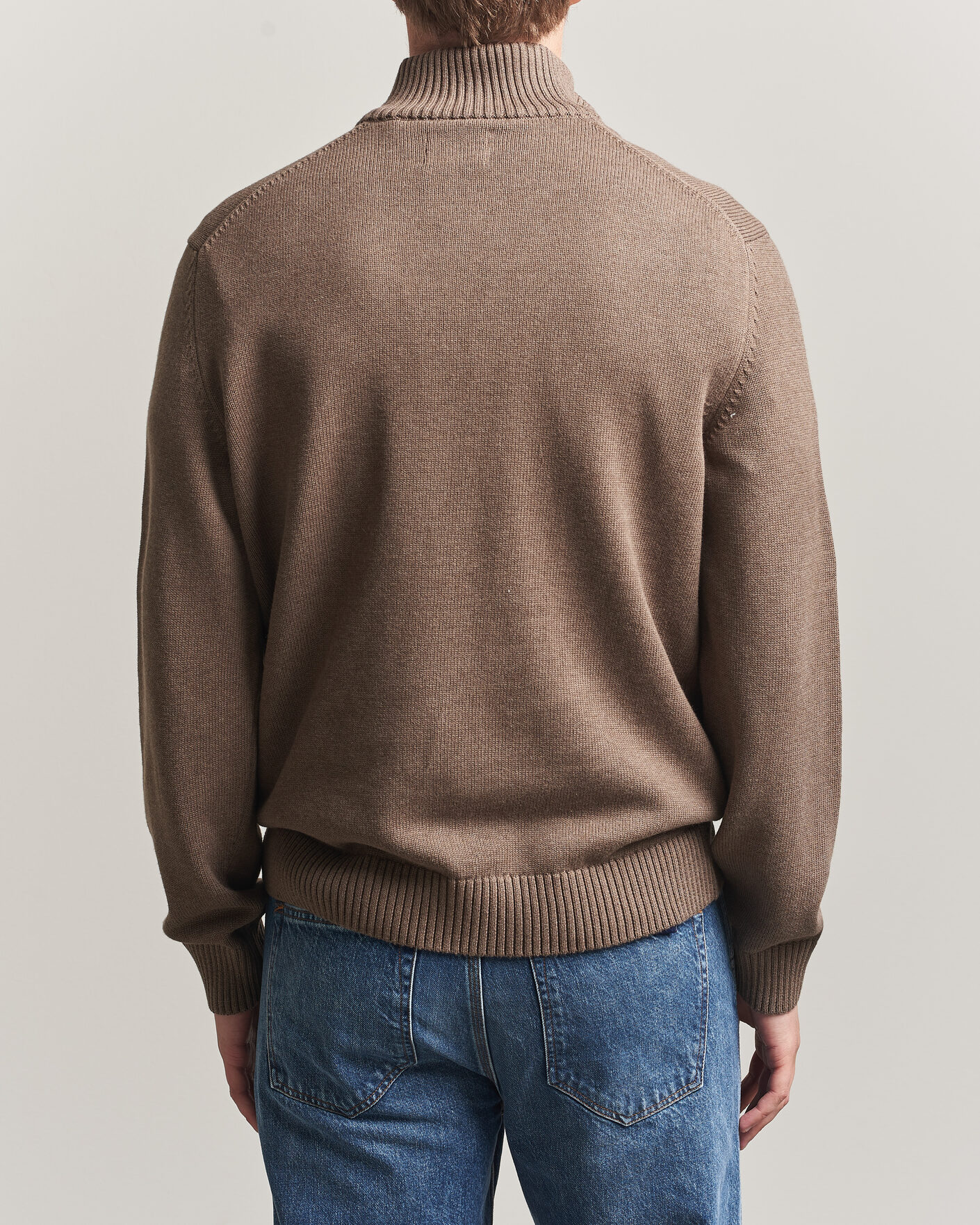 Herren | Pullover | Gant | Casual Cotton Knitted Half Zip Dark Hazelnut Melange