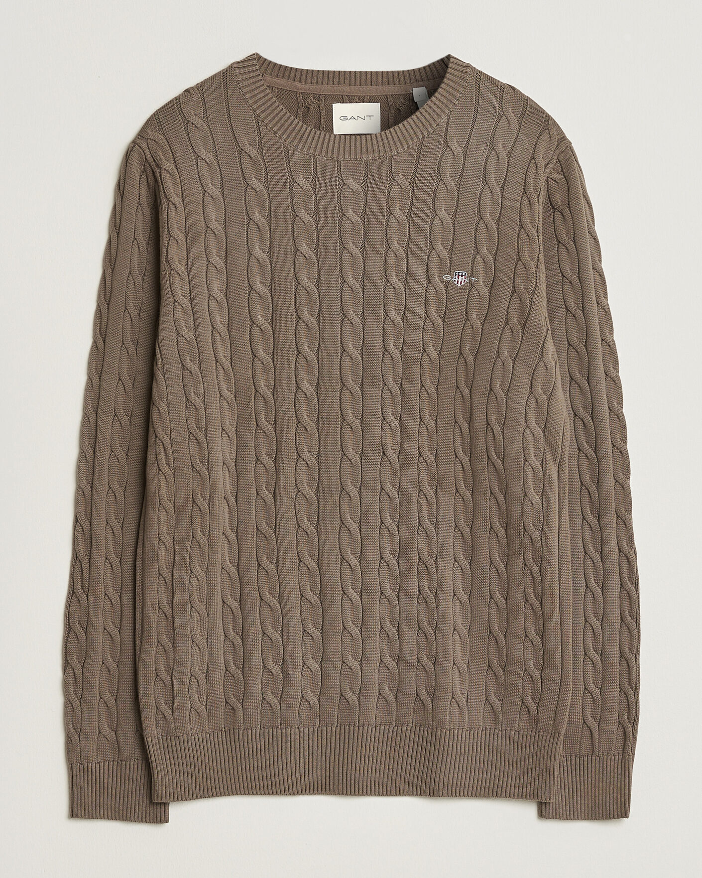 Herren | Pullover | Gant | Cotton Cable Crew Neck Faded Taupe