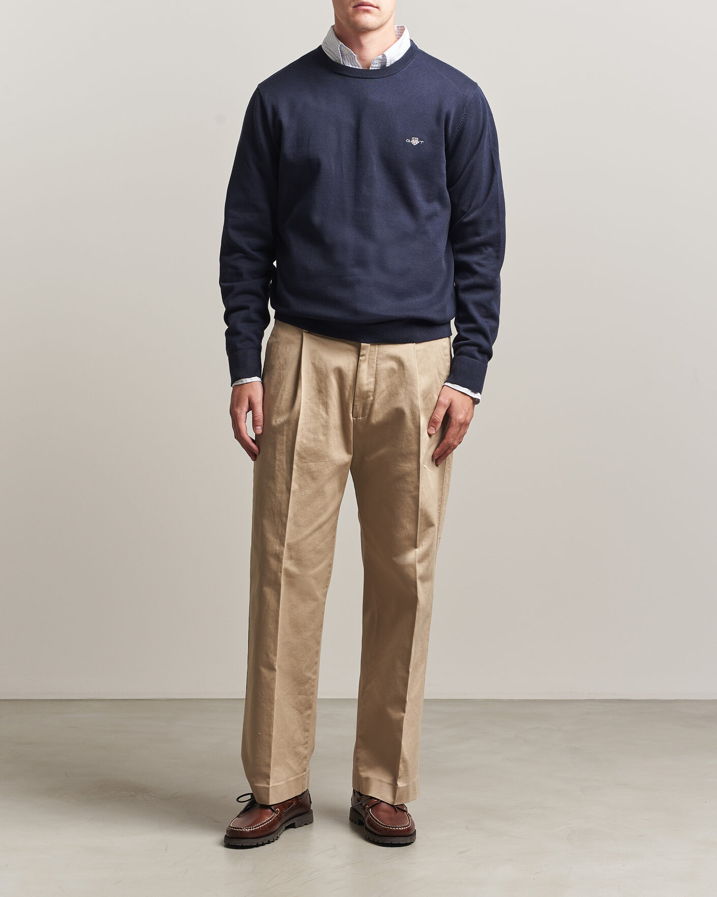 Herren | Pullover | Gant | Classic Cotton Crew Neck Evening Blue