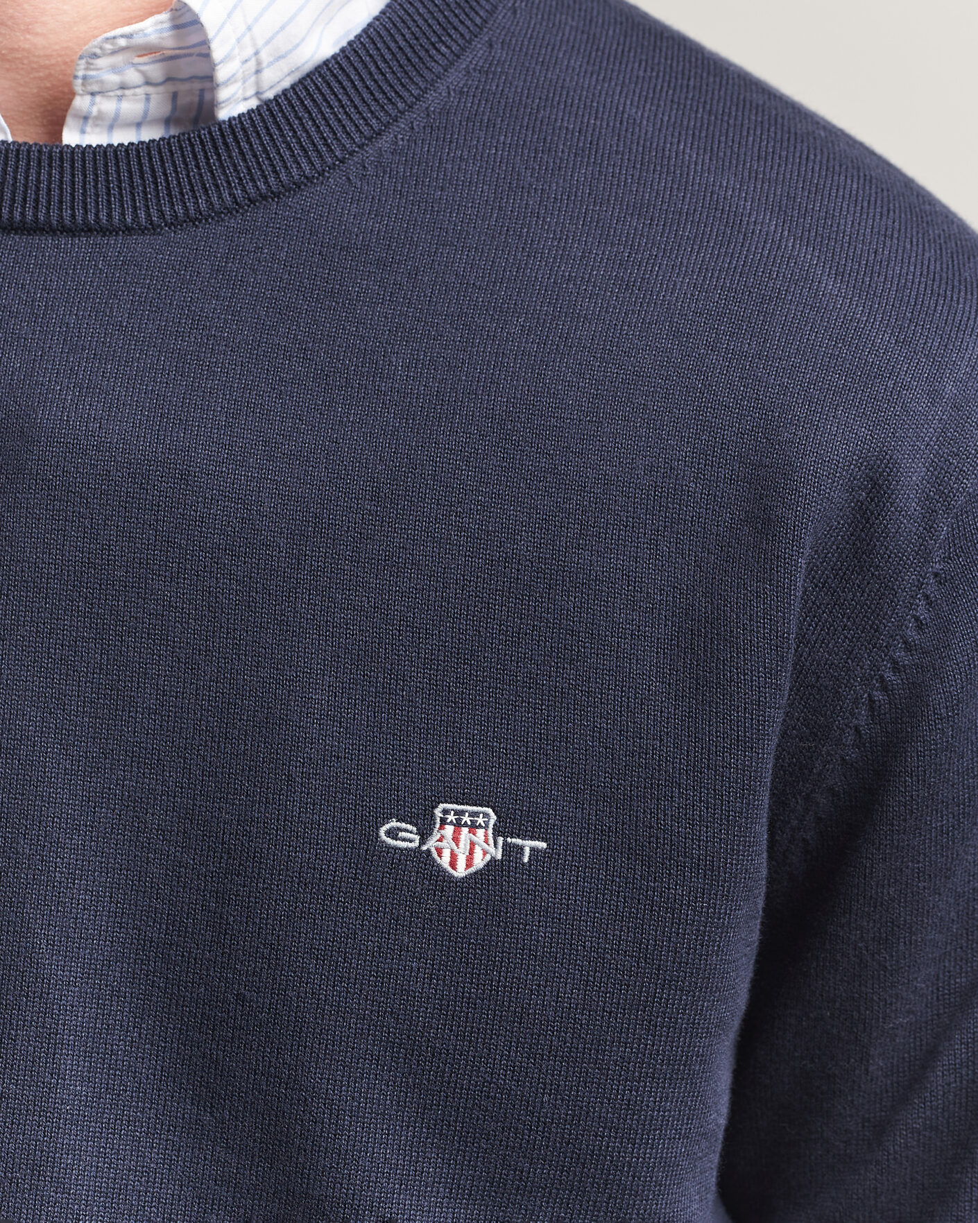 Herren | Pullover | Gant | Classic Cotton Crew Neck Evening Blue
