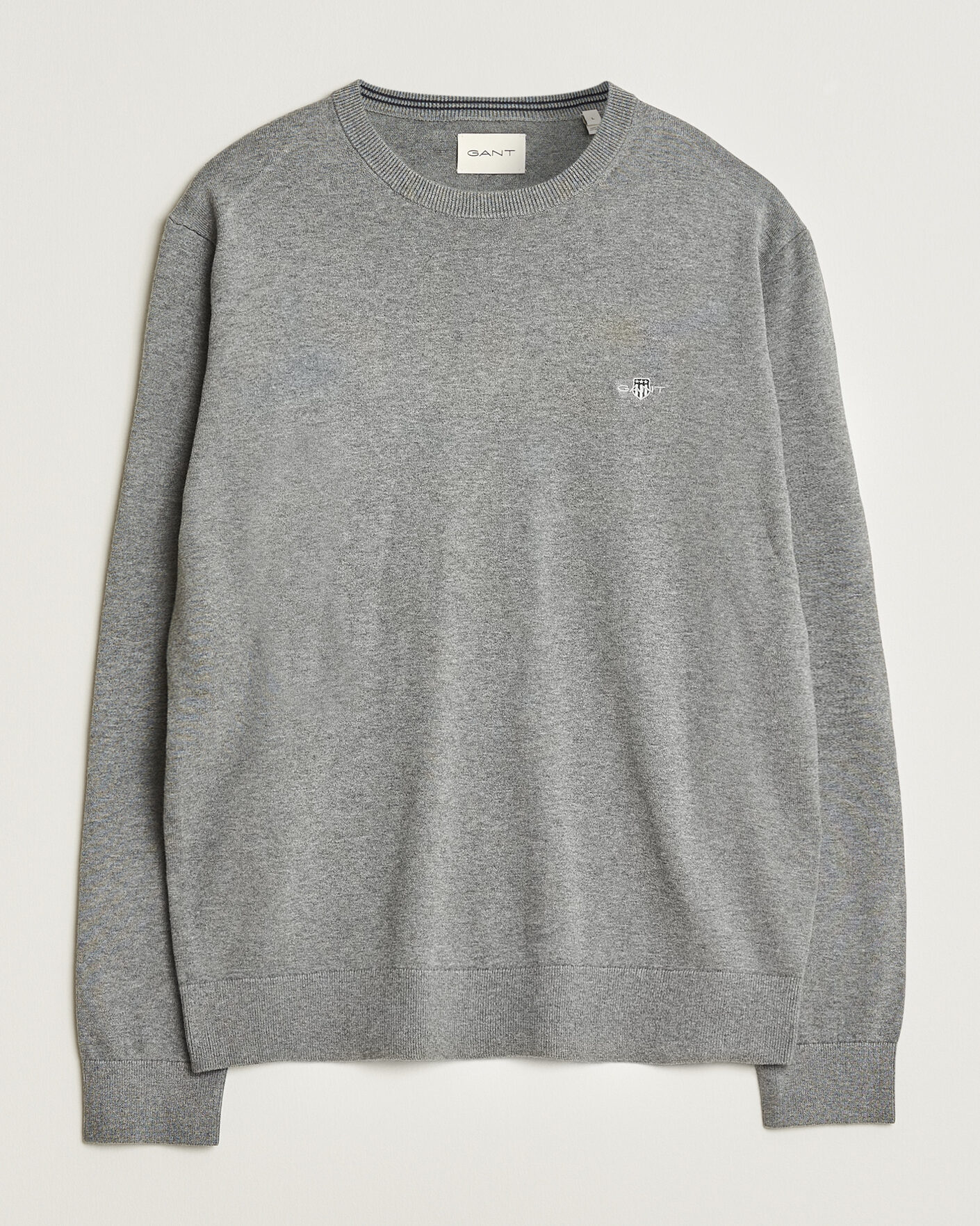 Herren | Pullover | Gant | Classic Cotton Crew Neck Dark Grey Melange