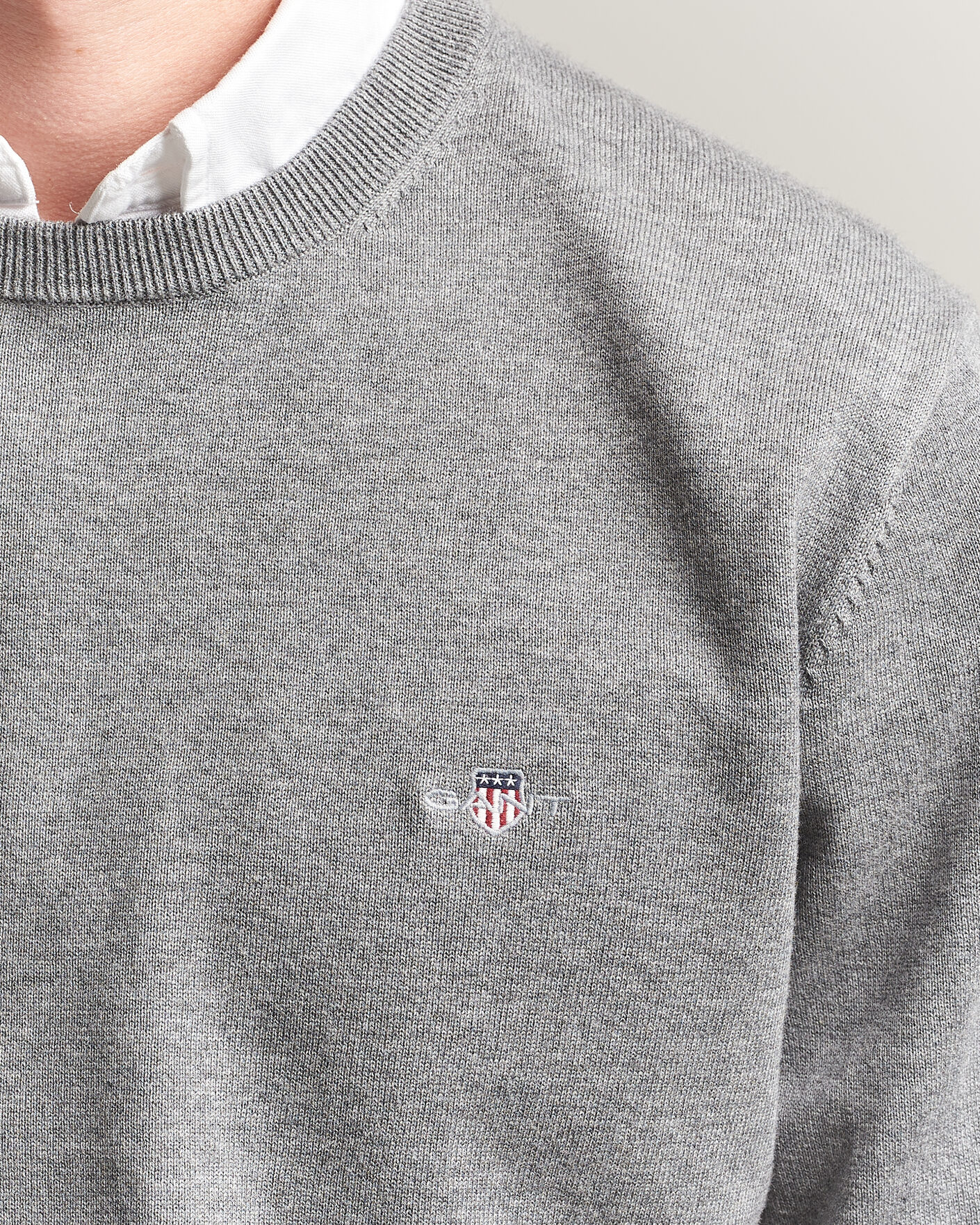 Herren | Pullover | Gant | Classic Cotton Crew Neck Dark Grey Melange