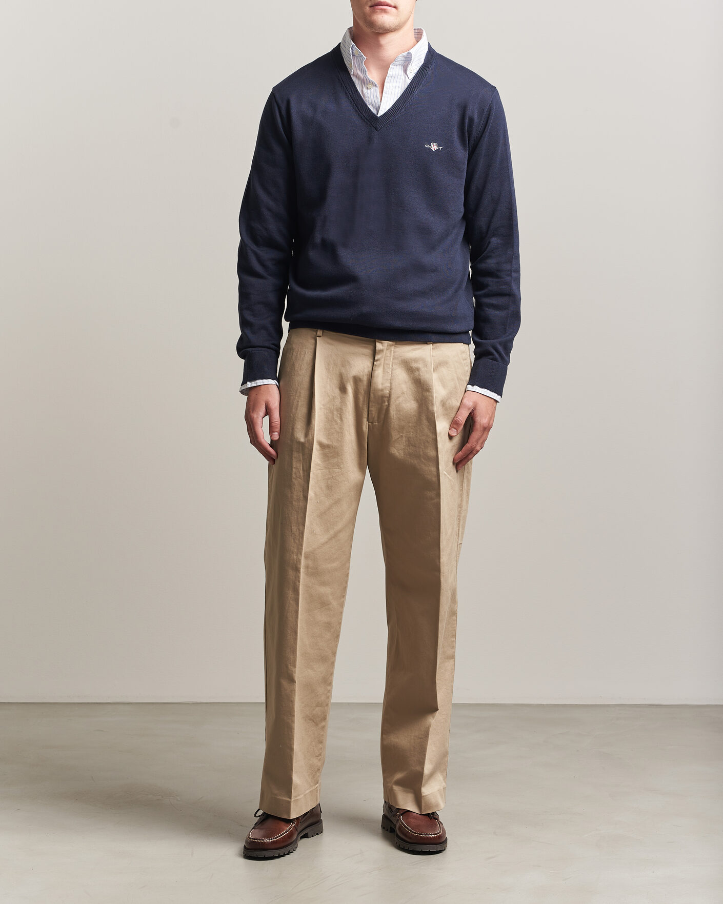 Herren | Pullover | Gant | Classic Cotton V-Neck Evening Blue
