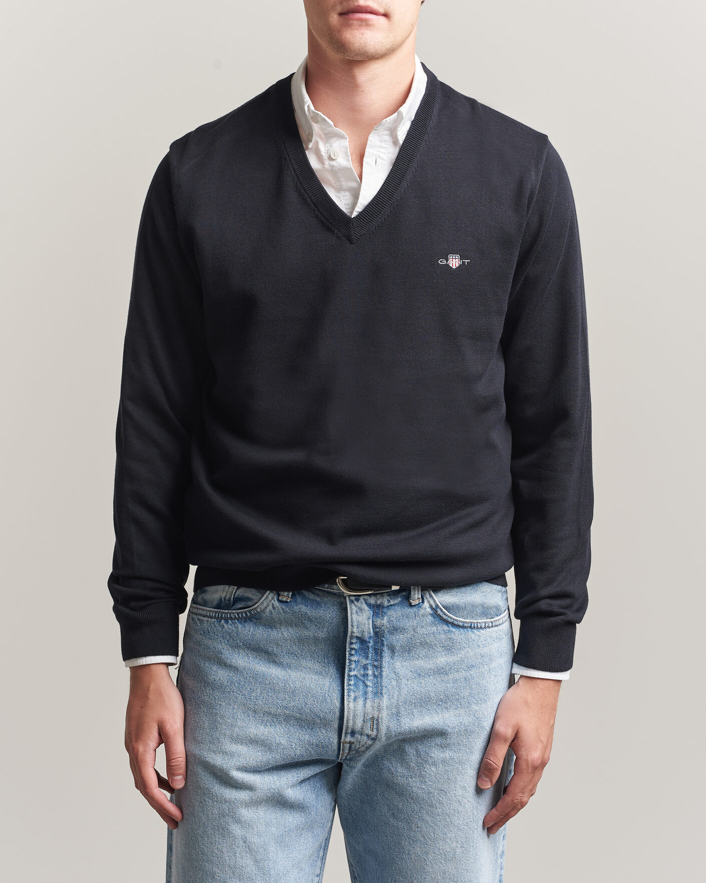 Herren | Pullover | Gant | Classic Cotton V-Neck Black