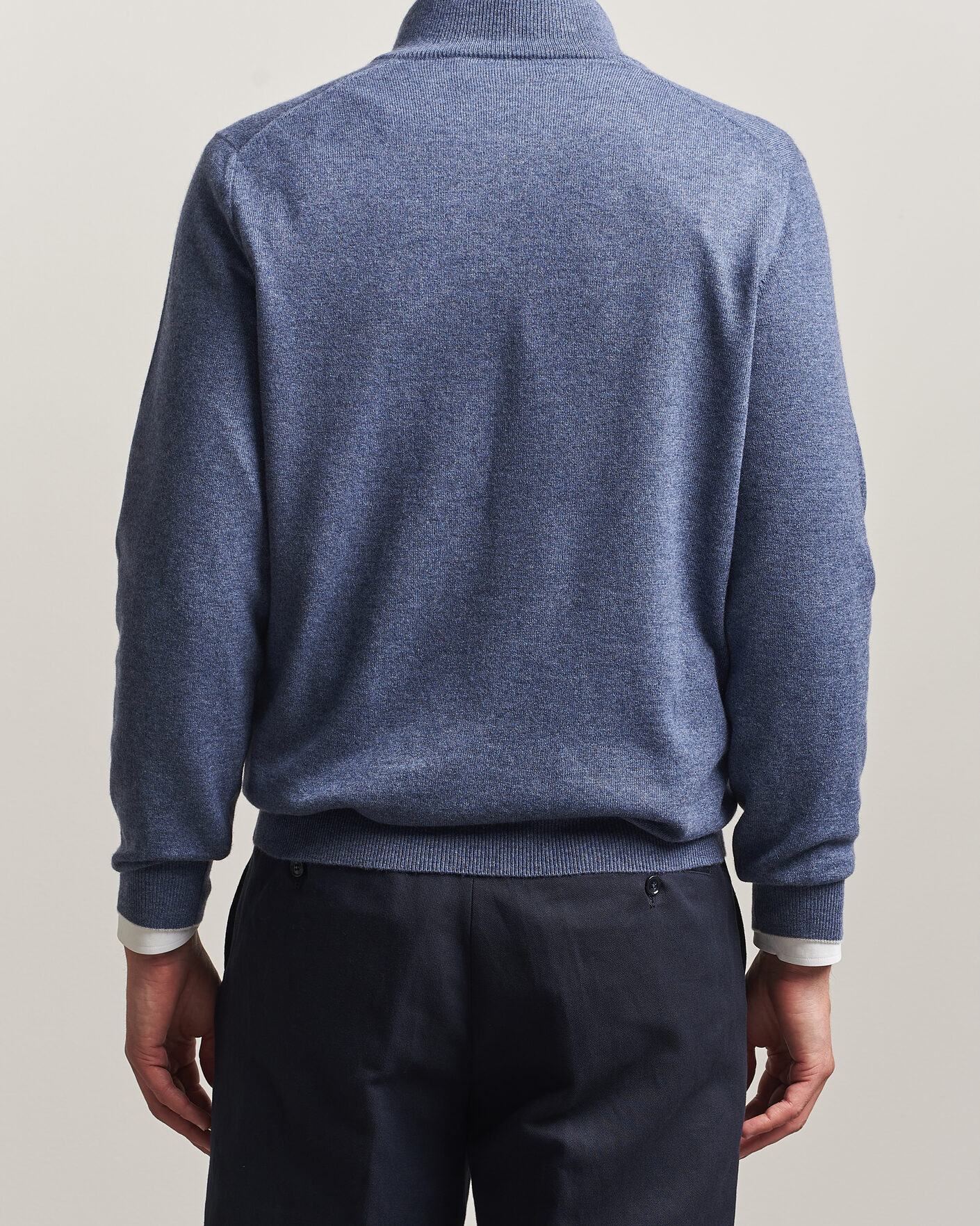 Herren | Pullover | Brunello Cucinelli | 2 Ply Cashmere Half Zip Denim Blue