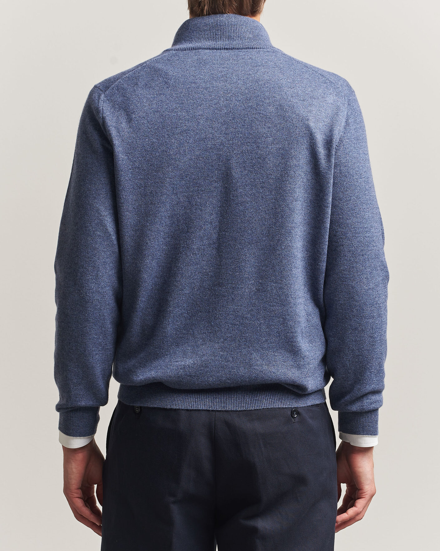 Herren | Pullover | Brunello Cucinelli | 2 Ply Cashmere Half Zip Denim Blue