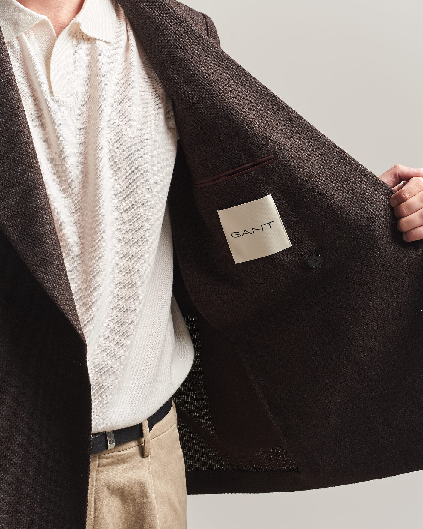 Herren | Sakkos | Gant | Wool Textured Double Breasted Blazer Black Brown