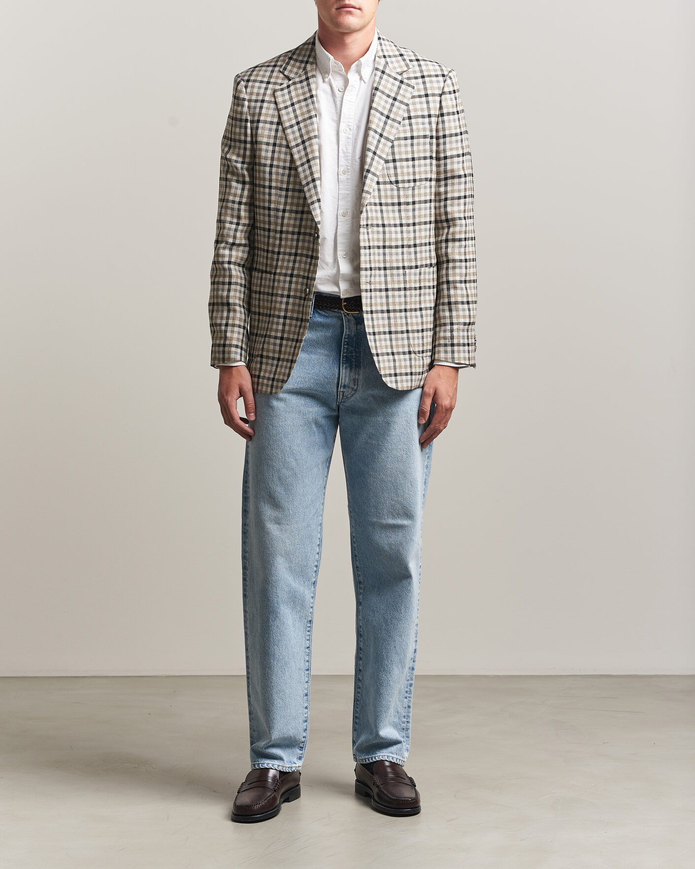Herren | Sakkos | Gant | Wool/Linen Checked Blazer Cream