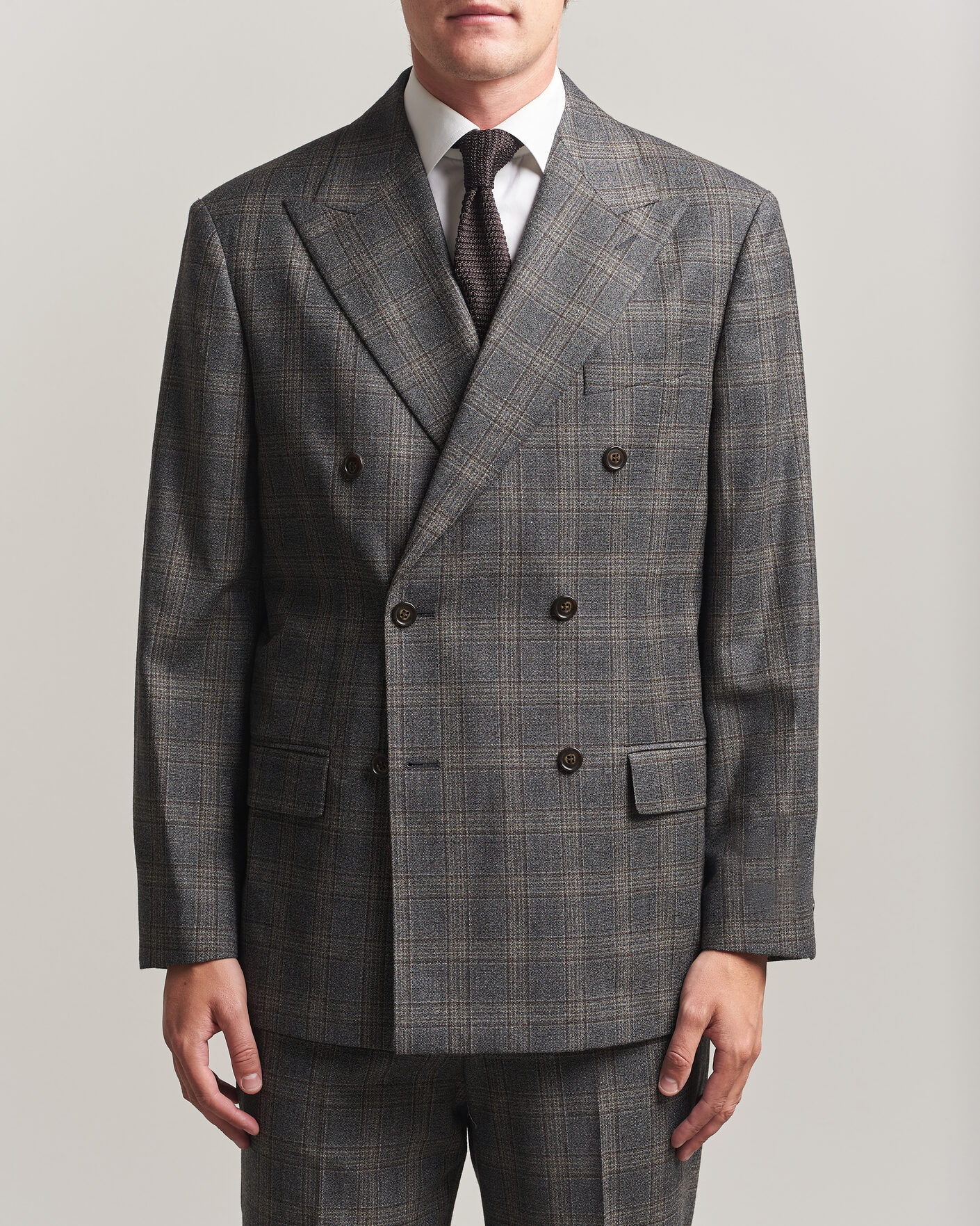Herren | Sakkos | Gant | Wool Glencheck Double Breasted Blazer Ceramic Grey