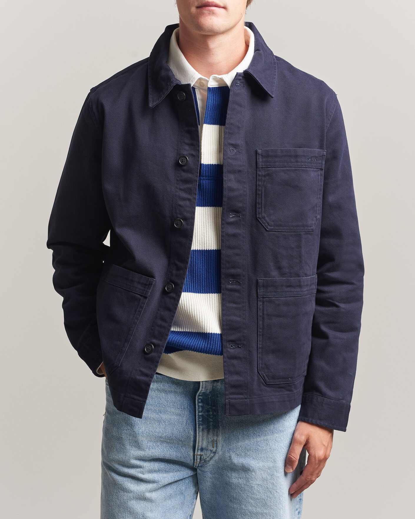 Herren | Hemden | Gant | Regular Fit Brushed Twill Overshirt Evening Blue