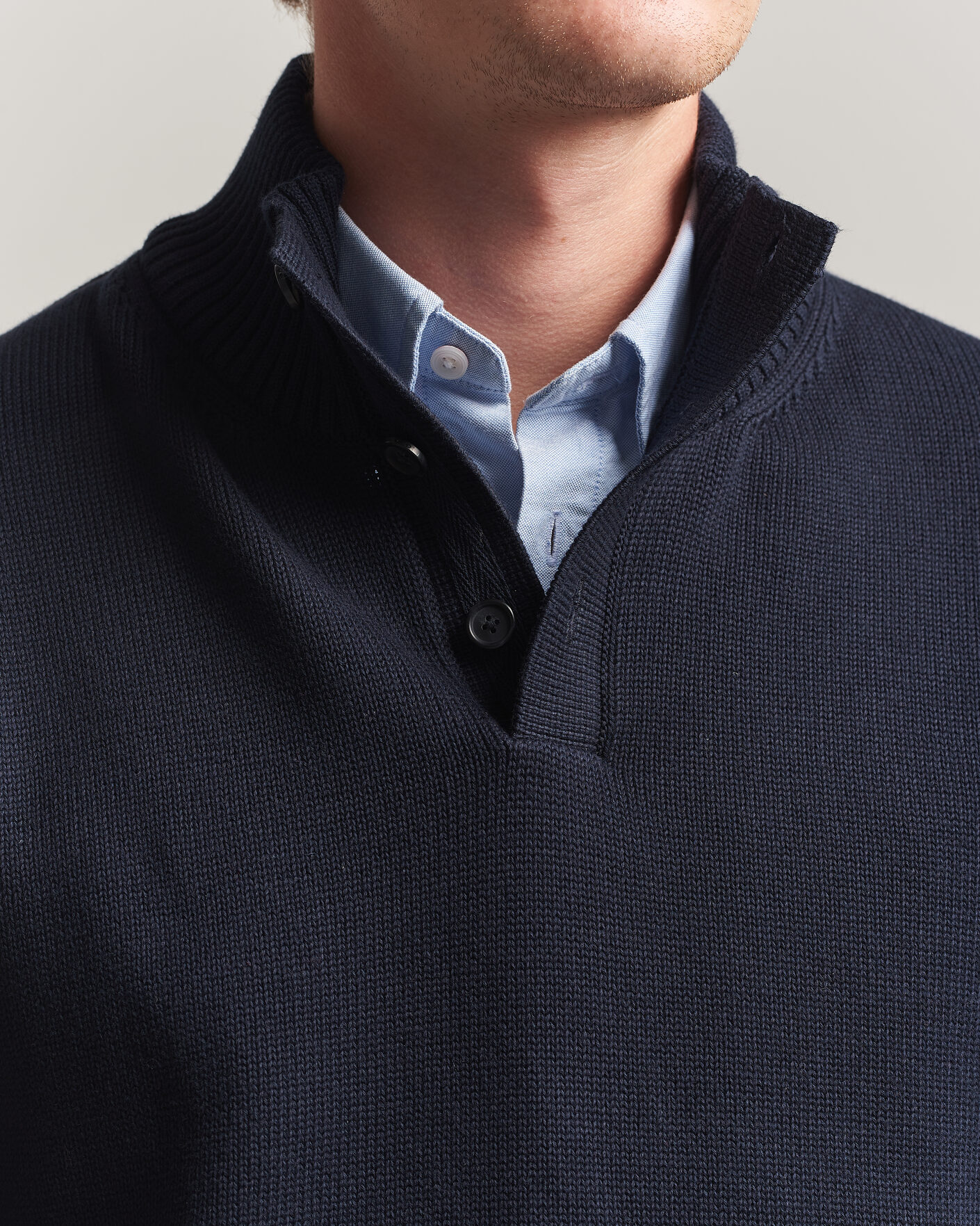 Herren | Pullover | Gant | Supima Cotton Half Buttoned Neck Evening Blue