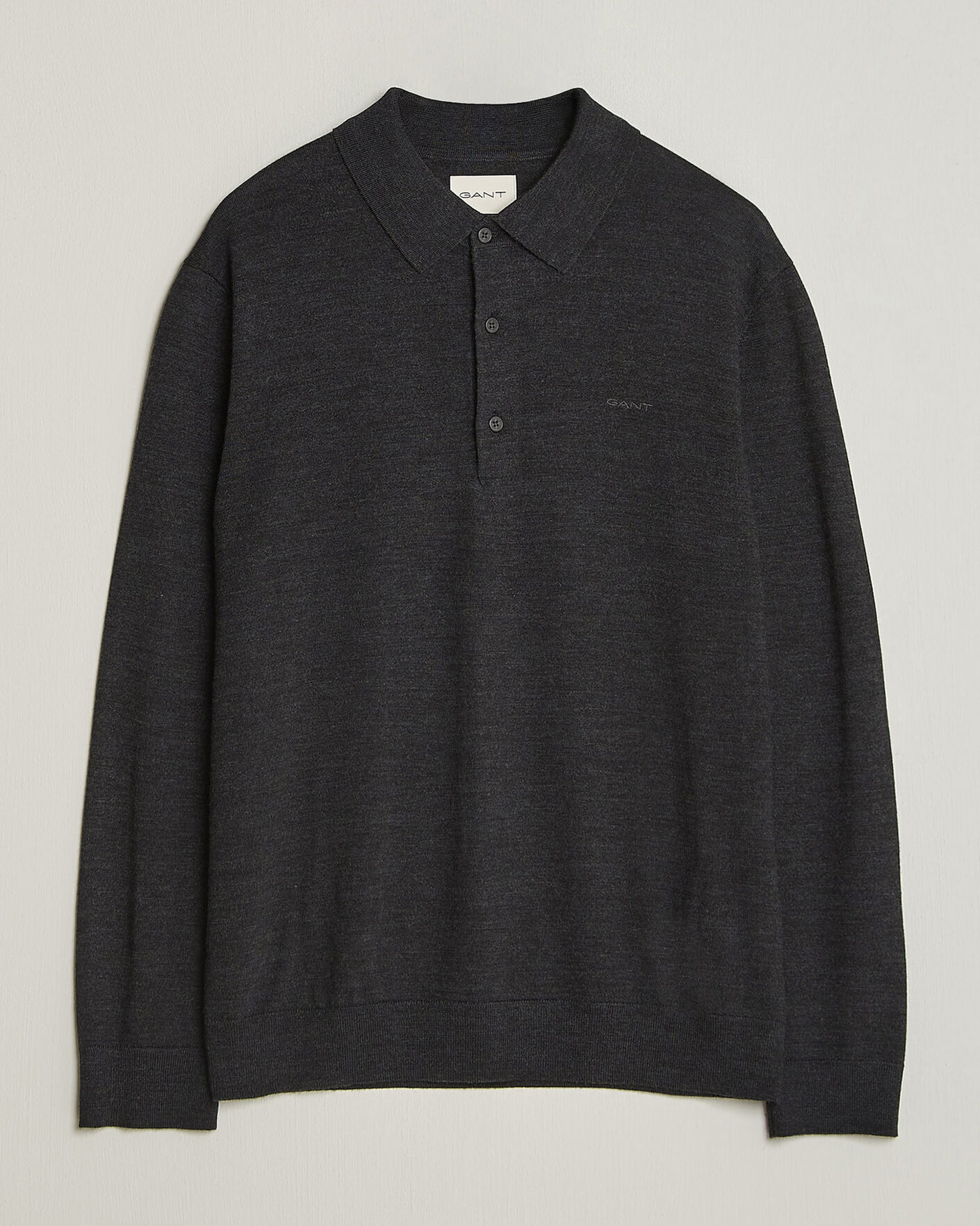 Herren | Pullover | Gant | Extrafine Merino Knitted Polo Dark Charcoal Melange