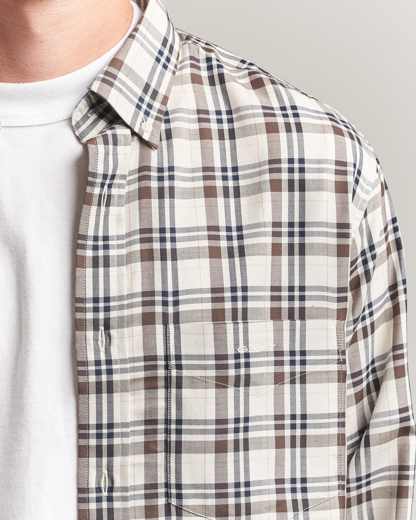 Herren | Hemden | Gant | Regular Fit Twill Checked Shirt Sand