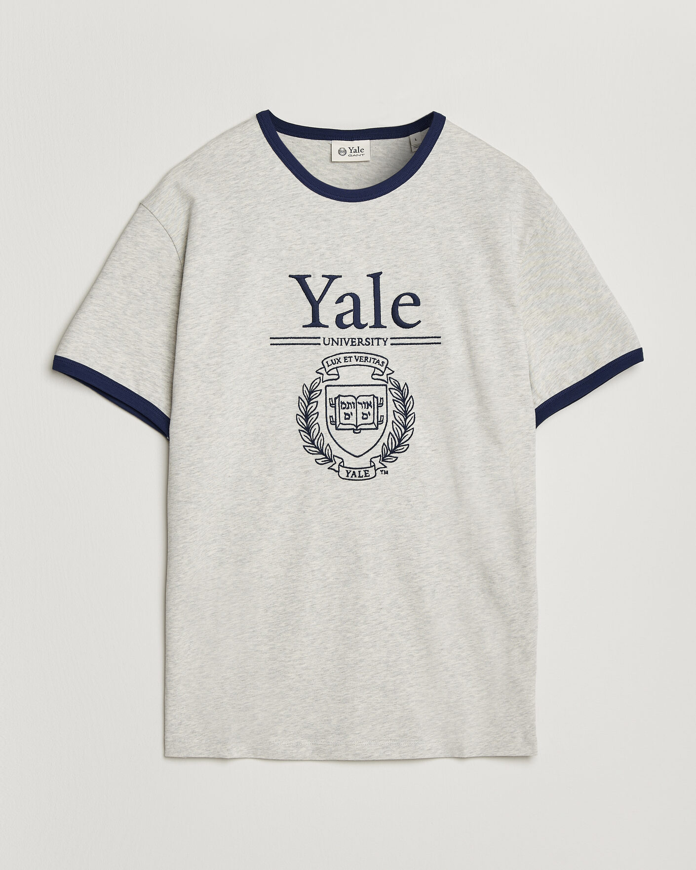 Herren | T-Shirts | Gant | YALE Crew Neck T-Shirt Grey Melange