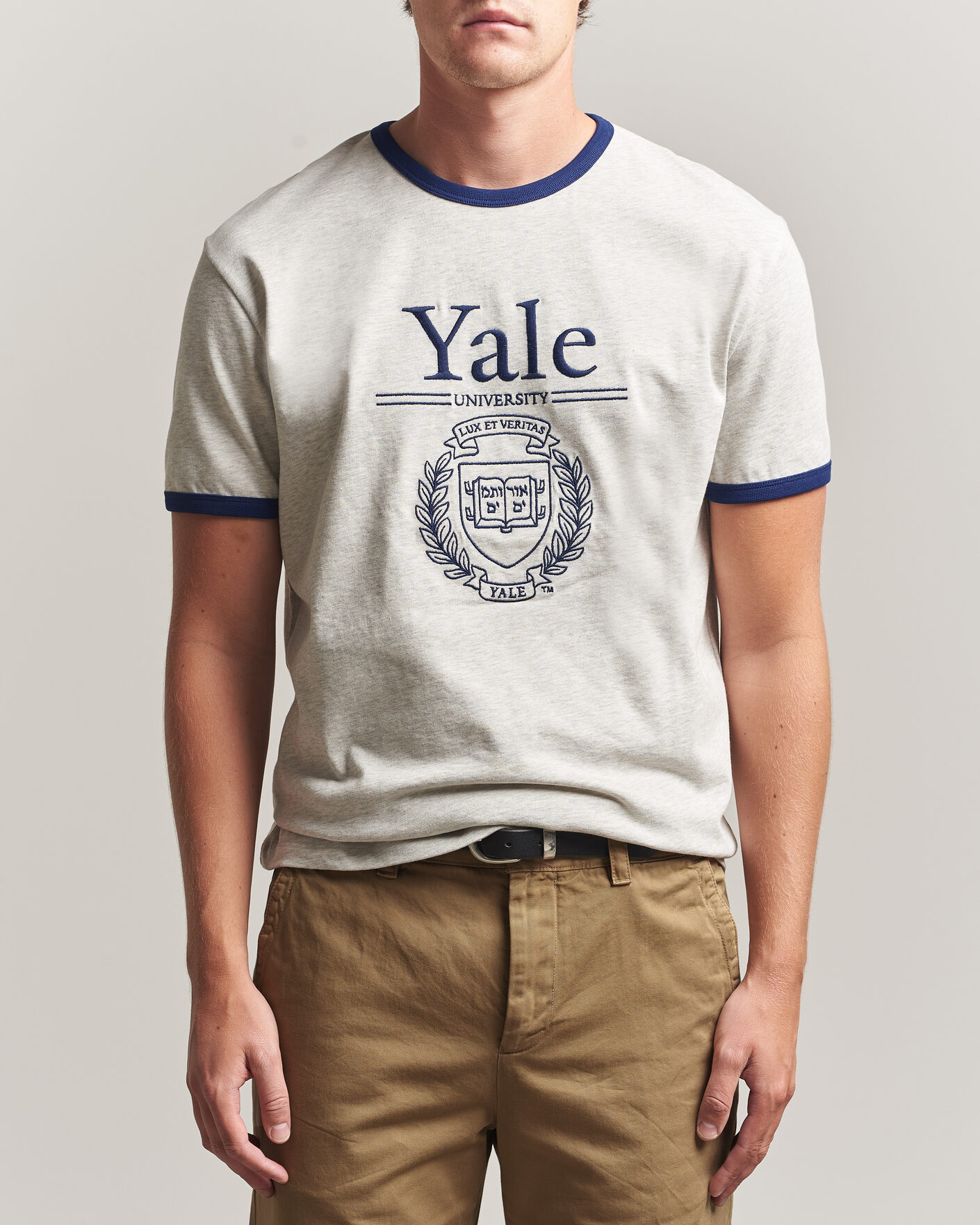 Herren | T-Shirts | Gant | YALE Crew Neck T-Shirt Grey Melange