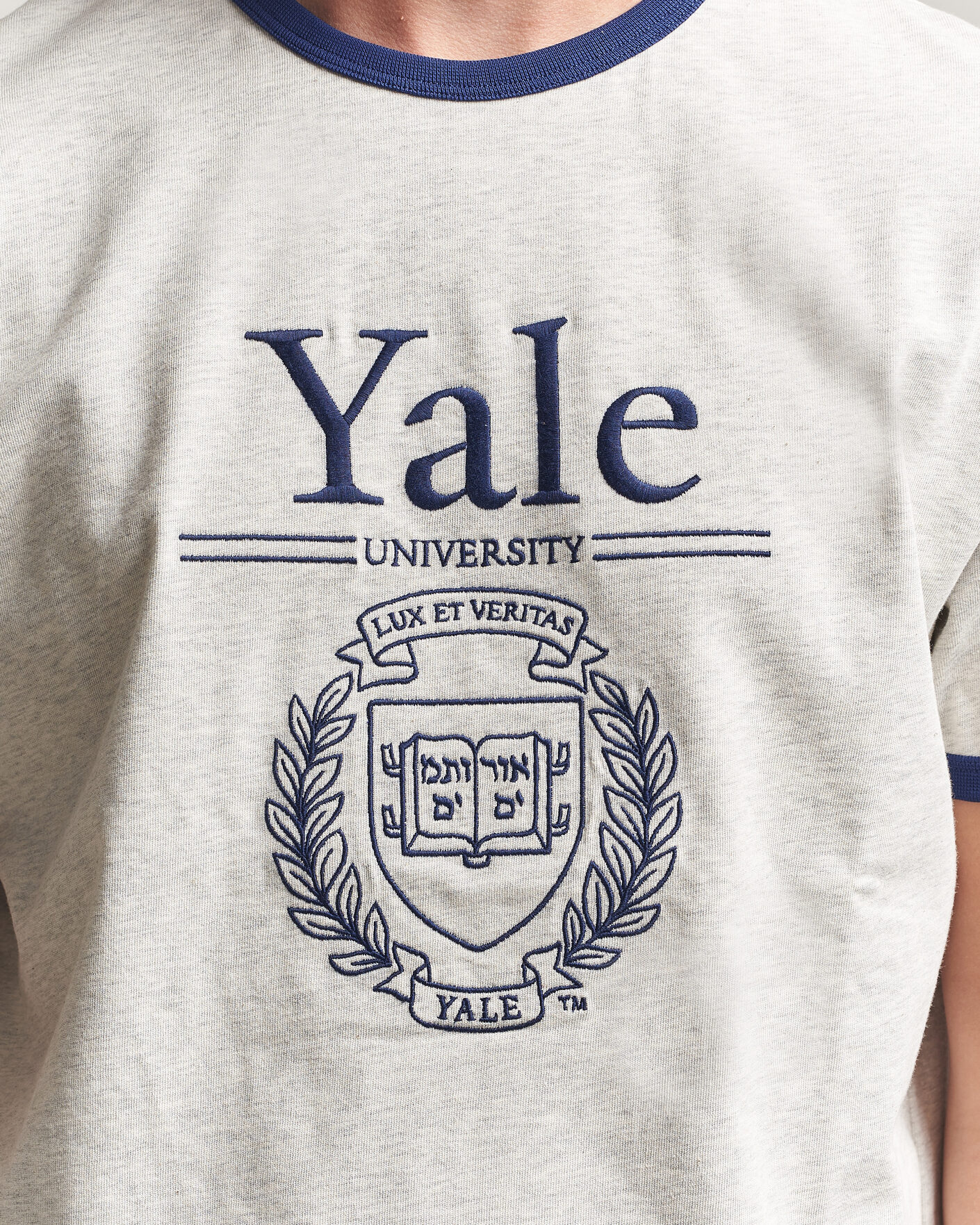 Herren | T-Shirts | Gant | YALE Crew Neck T-Shirt Grey Melange