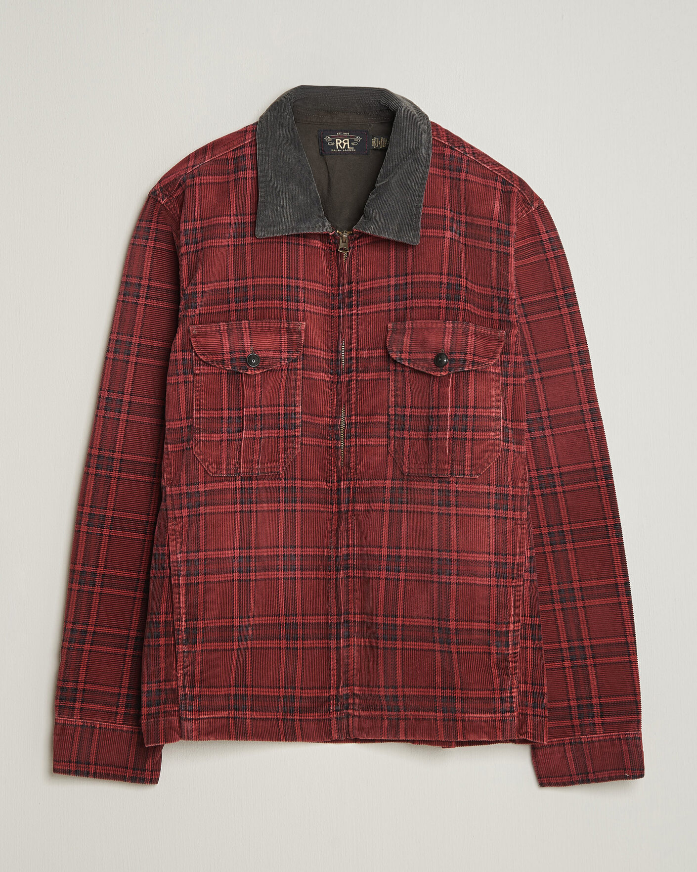 Herren | Jacken | RRL | Corduroy Zip Shirt Jacket Red/Black
