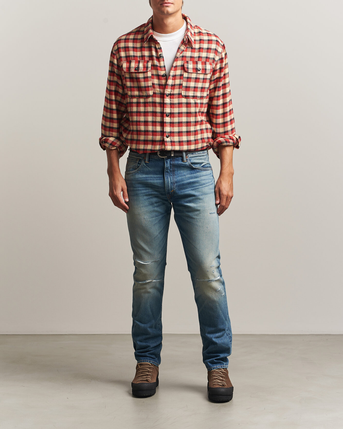 Herren | Hemden | RRL | Plaid Flannel Shirt Red/Cream