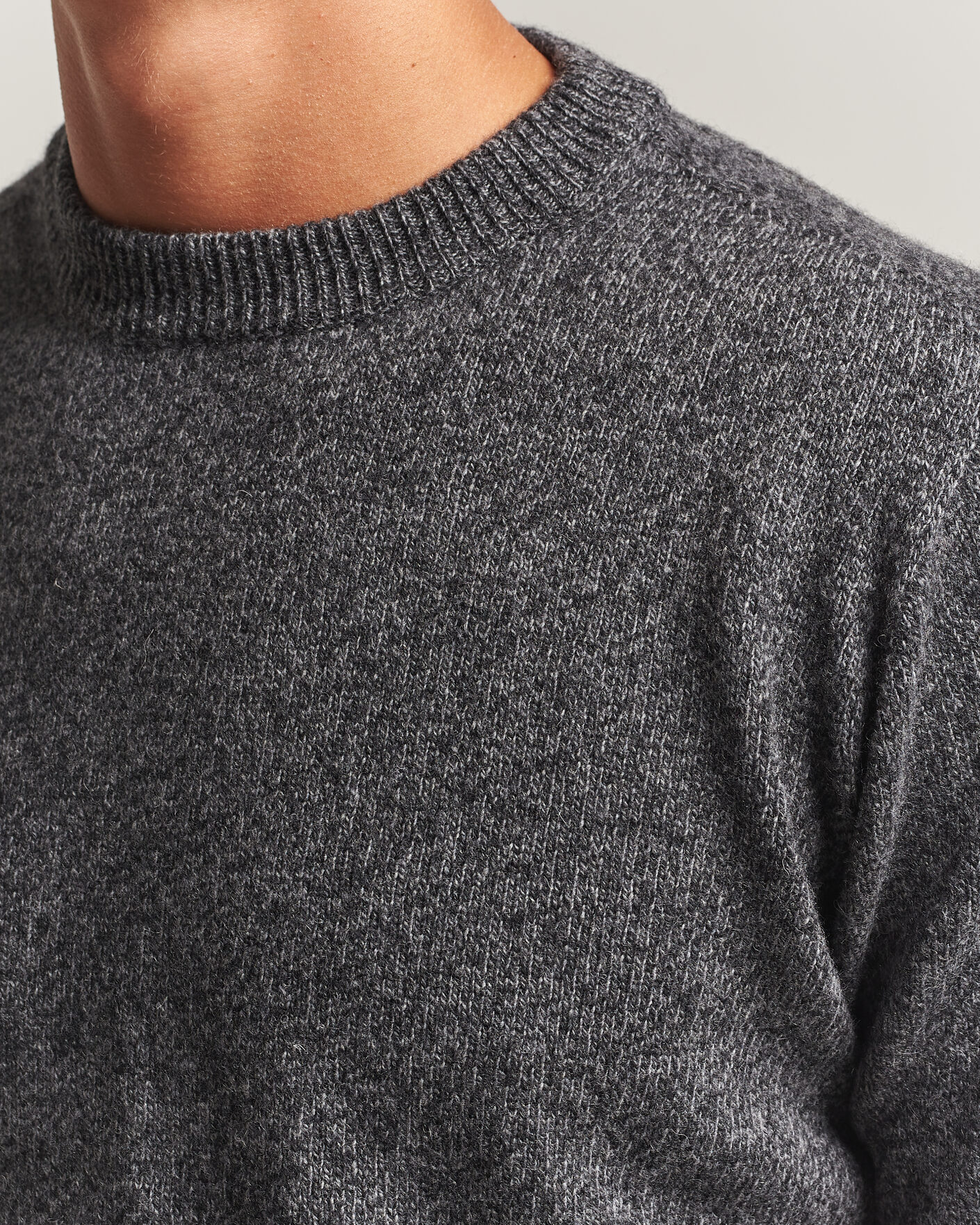 Herren | Pullover | Altea | Wool/Cashmere Crew Neck Pullover Charcoal Melange