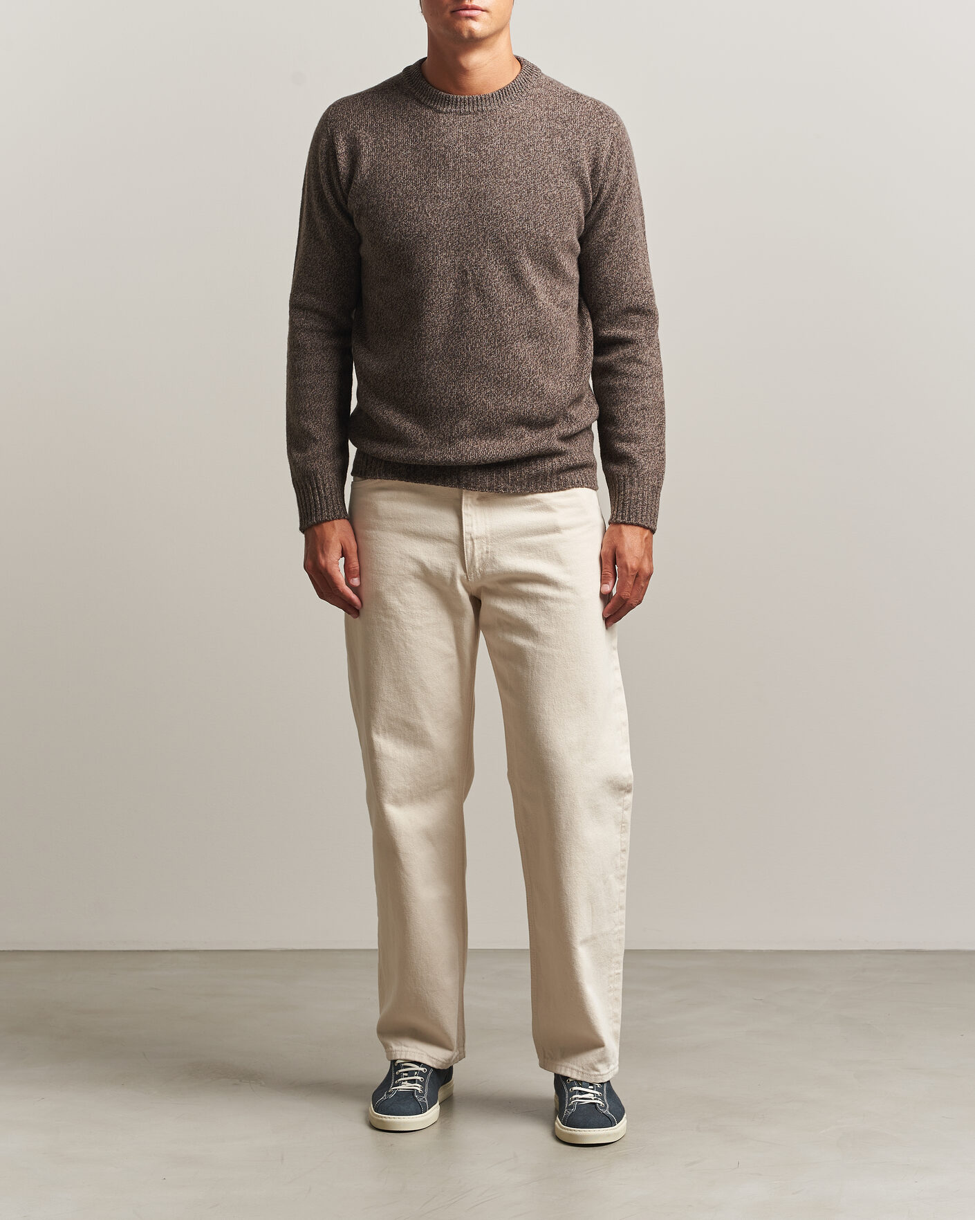 Herren | Pullover | Altea | Wool/Cashmere Crew Neck Pullover Brown Melange