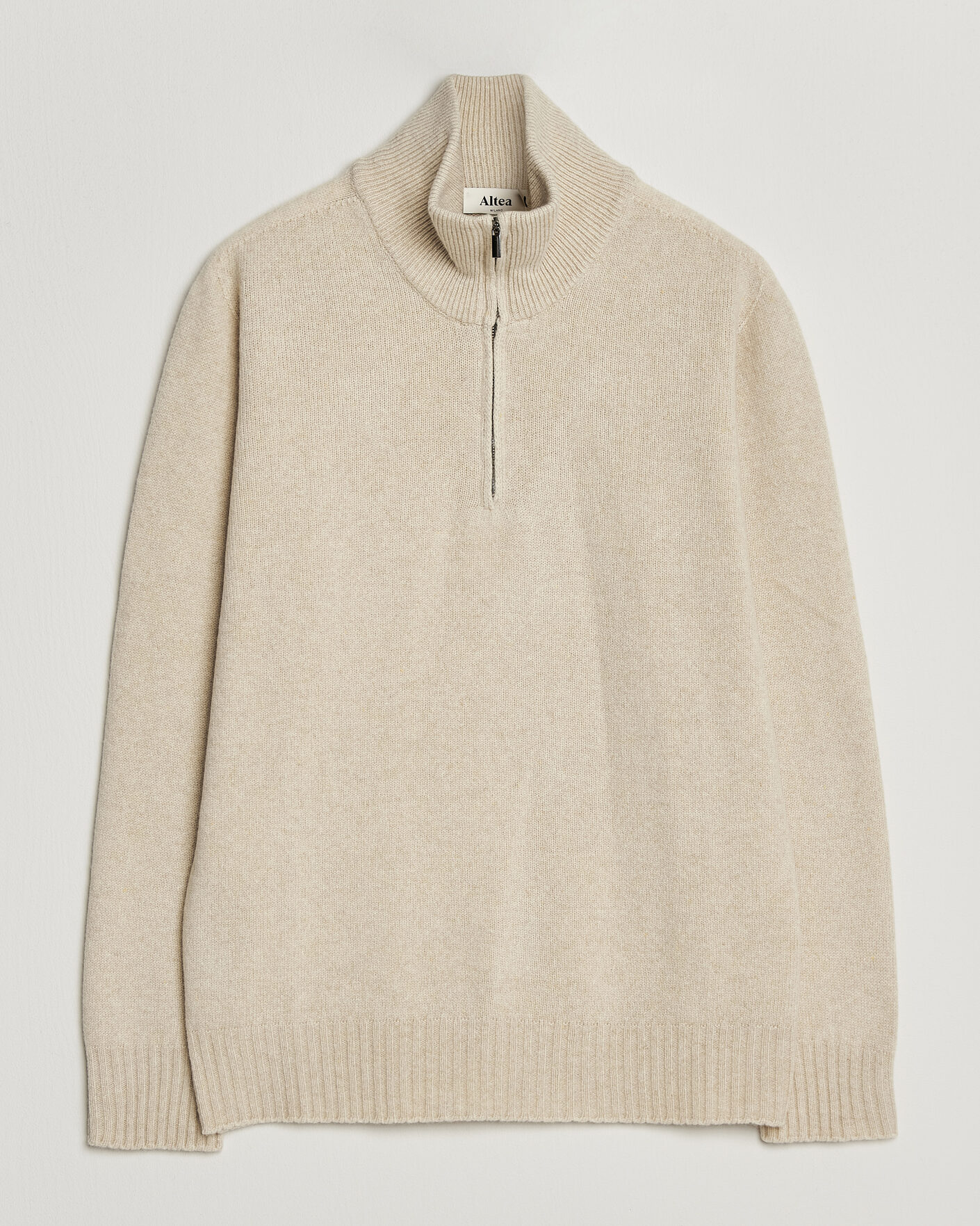 Herren | Pullover | Altea | Wool/Cashmere Half Zip Beige