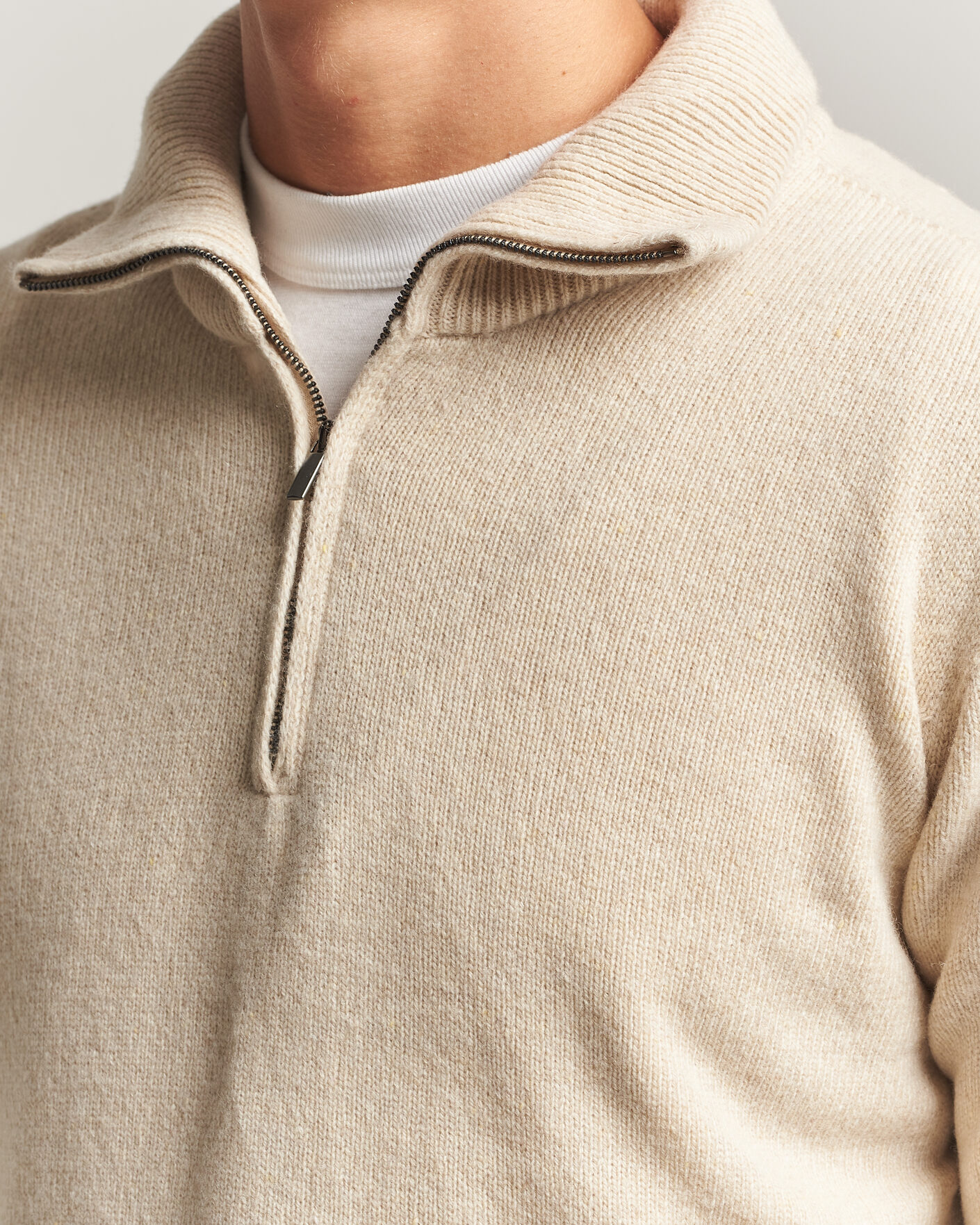 Herren | Pullover | Altea | Wool/Cashmere Half Zip Beige