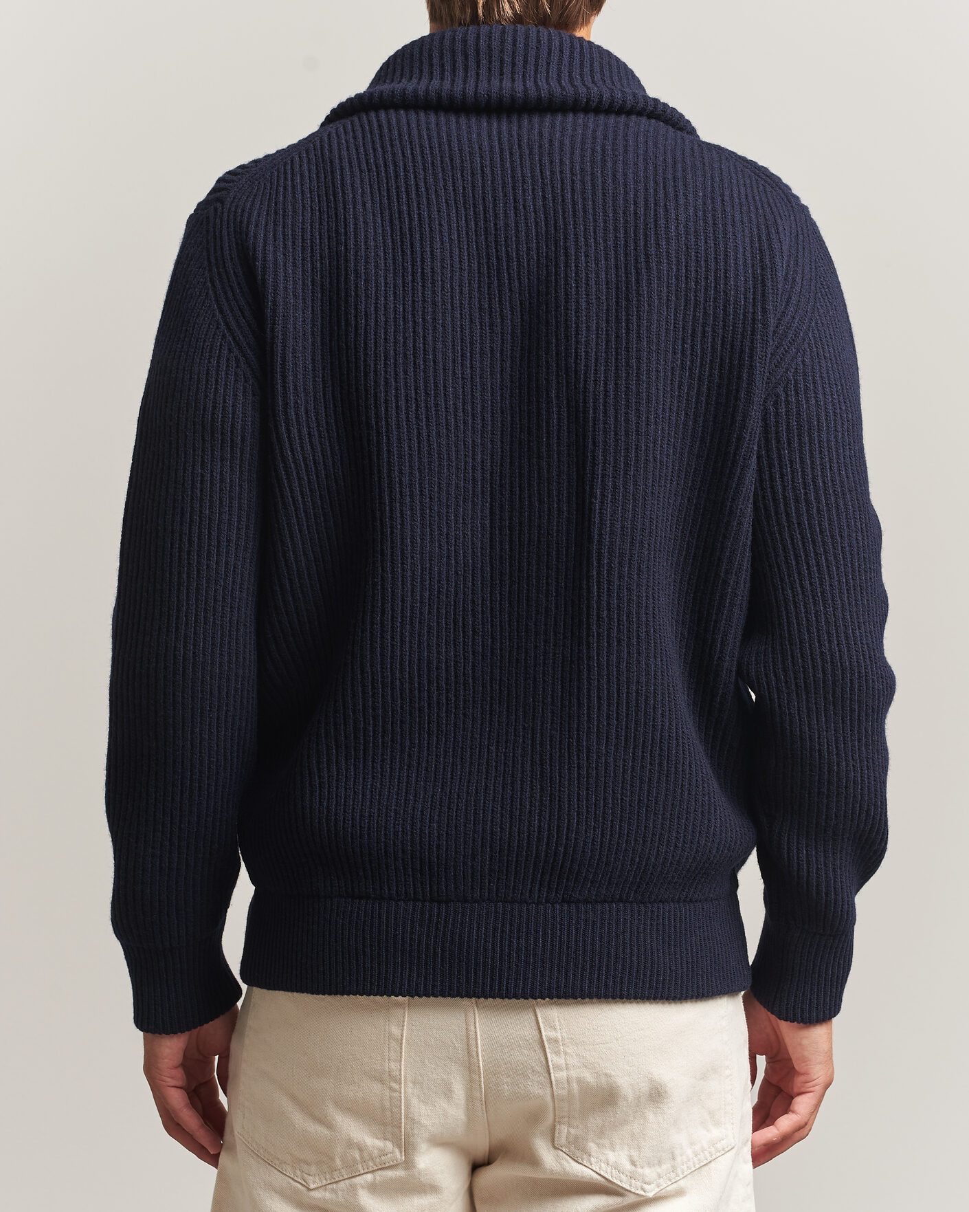 Herren | Pullover | Altea | Rib Wool Bomber Cardigan Navy