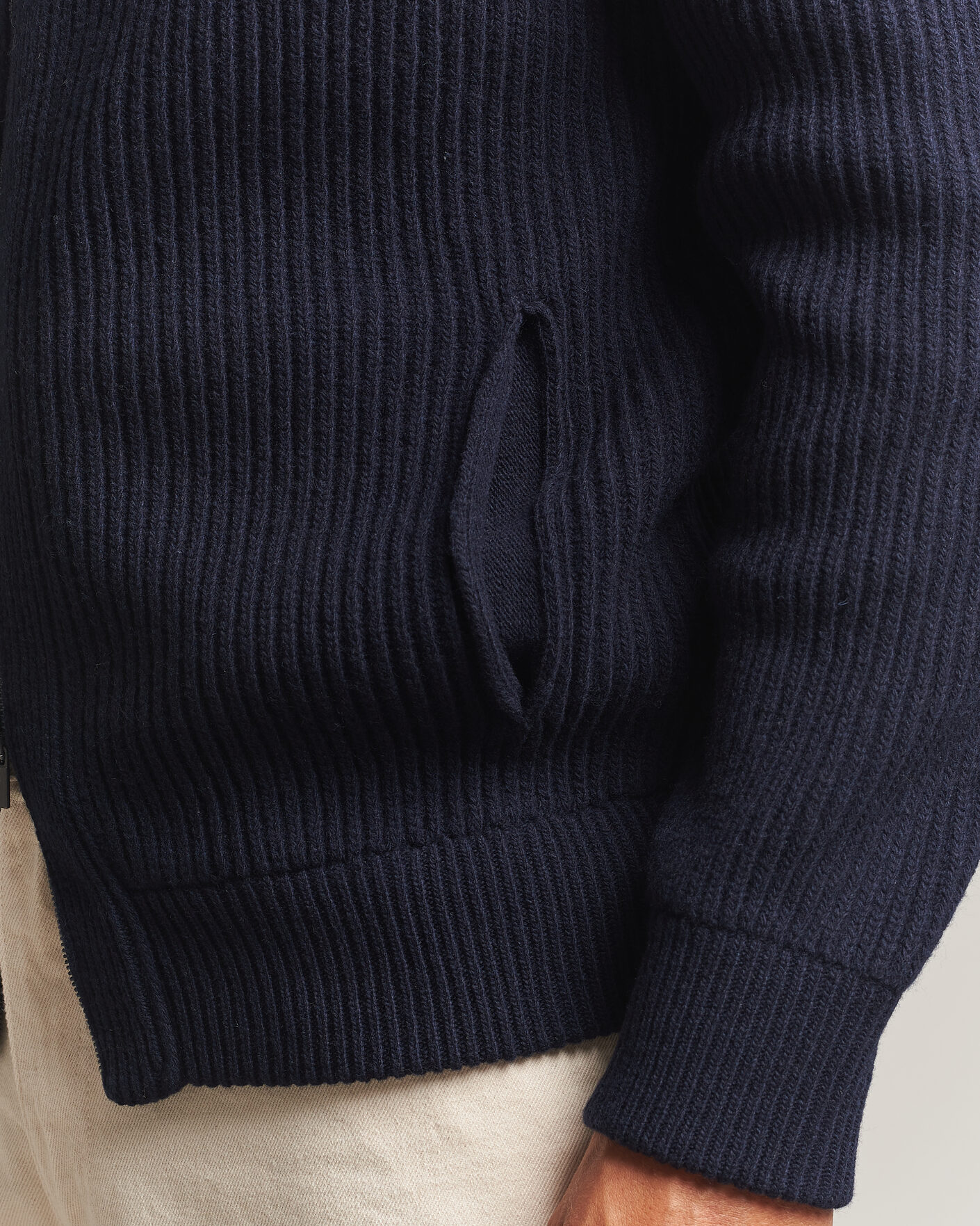 Herren | Pullover | Altea | Rib Wool Bomber Cardigan Navy
