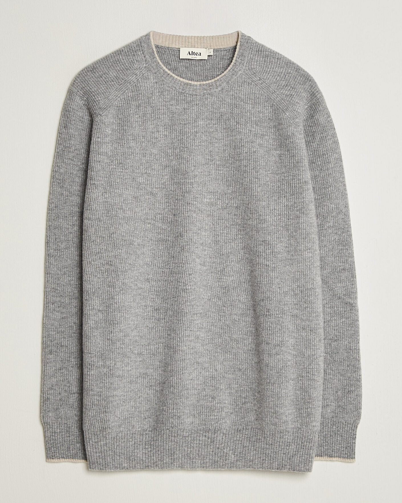 Herren | Pullover | Altea | Rib Wool Raglan Sweater Light Grey