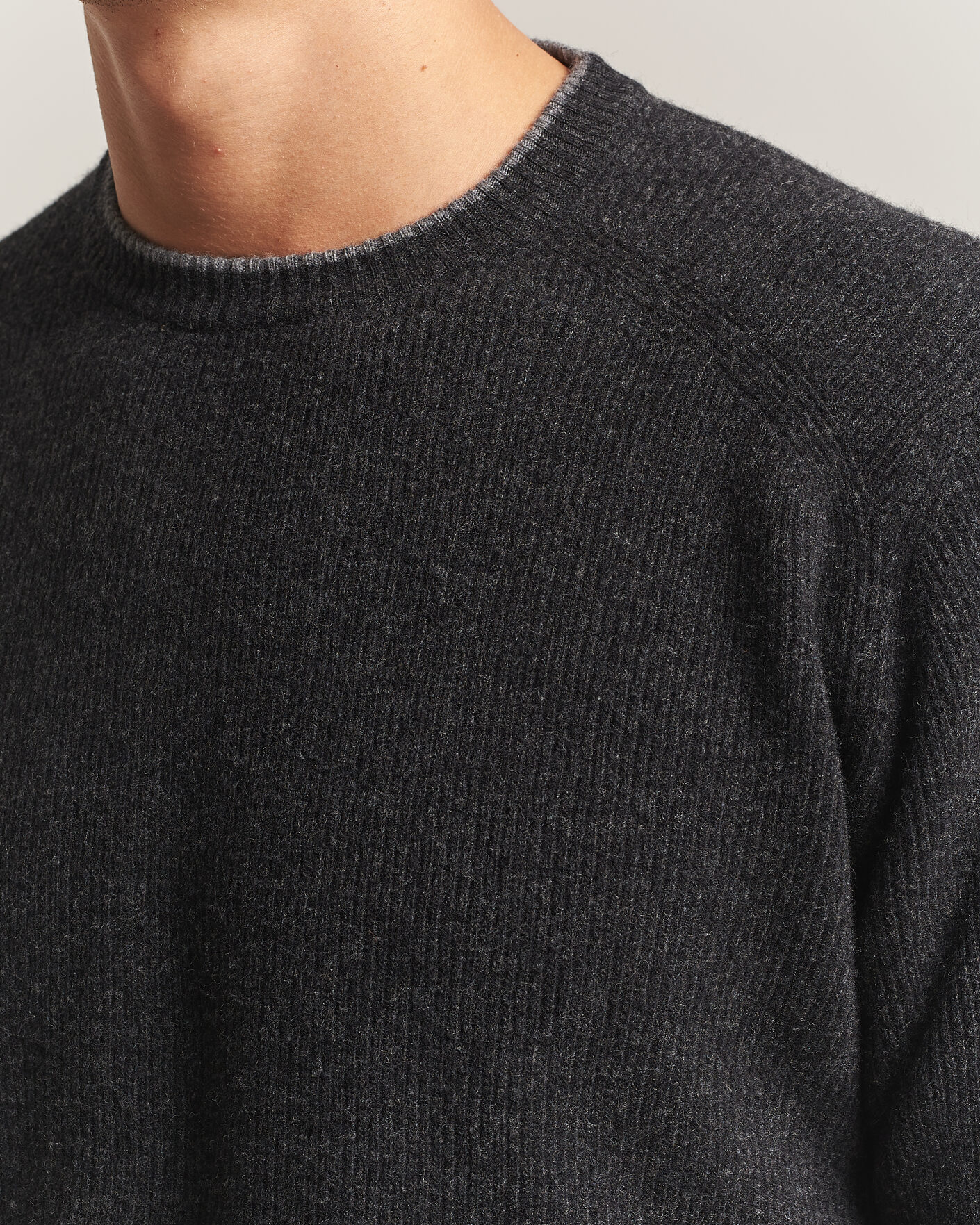 Herren | Pullover | Altea | Rib Wool Raglan Sweater Charcoal