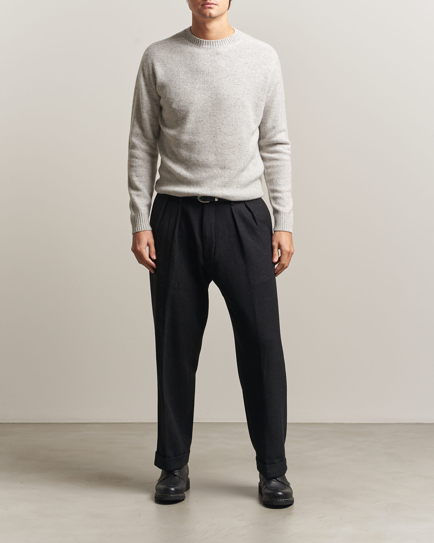 Herren | Pullover | Boglioli | Cloud Cashmere Crew Neck Light Grey