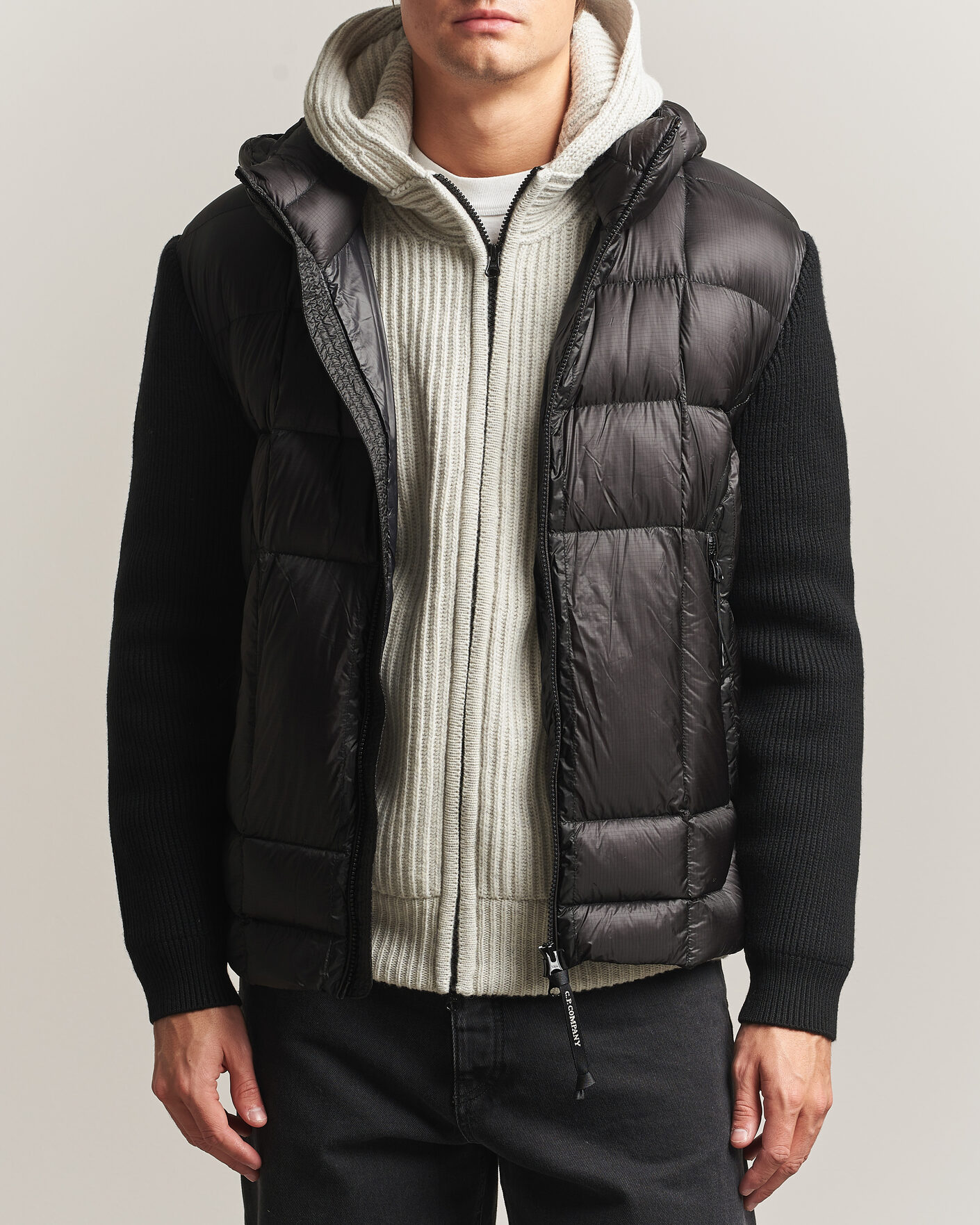 Herren | Jacken | C.P. Company | Merino Wool Padded Hybrid Hood Jacket Black