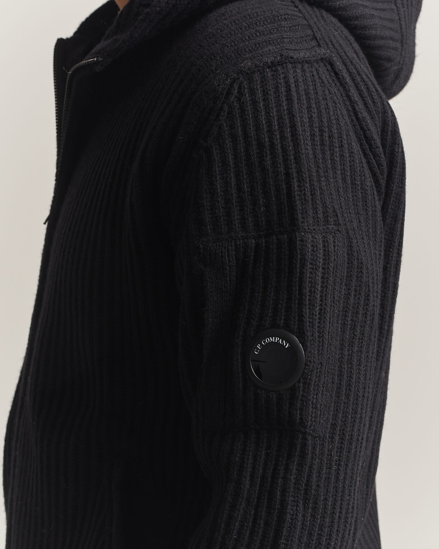 Herren | Pullover | C.P. Company | Heavy Lambswool Hood Zip Black