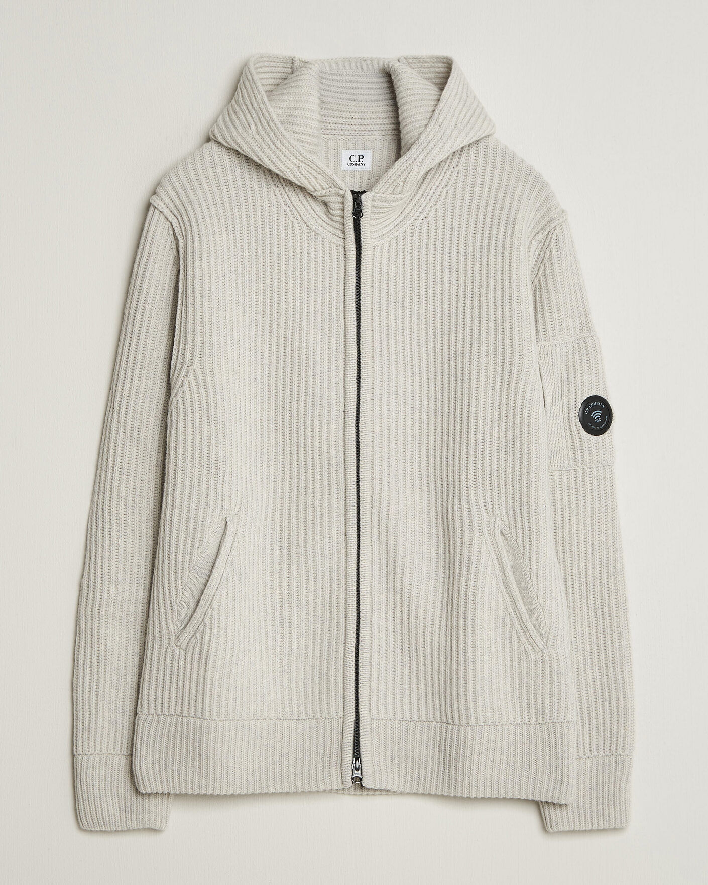 Herren | Pullover | C.P. Company | Heavy Lambswool Hood Zip Light Grey