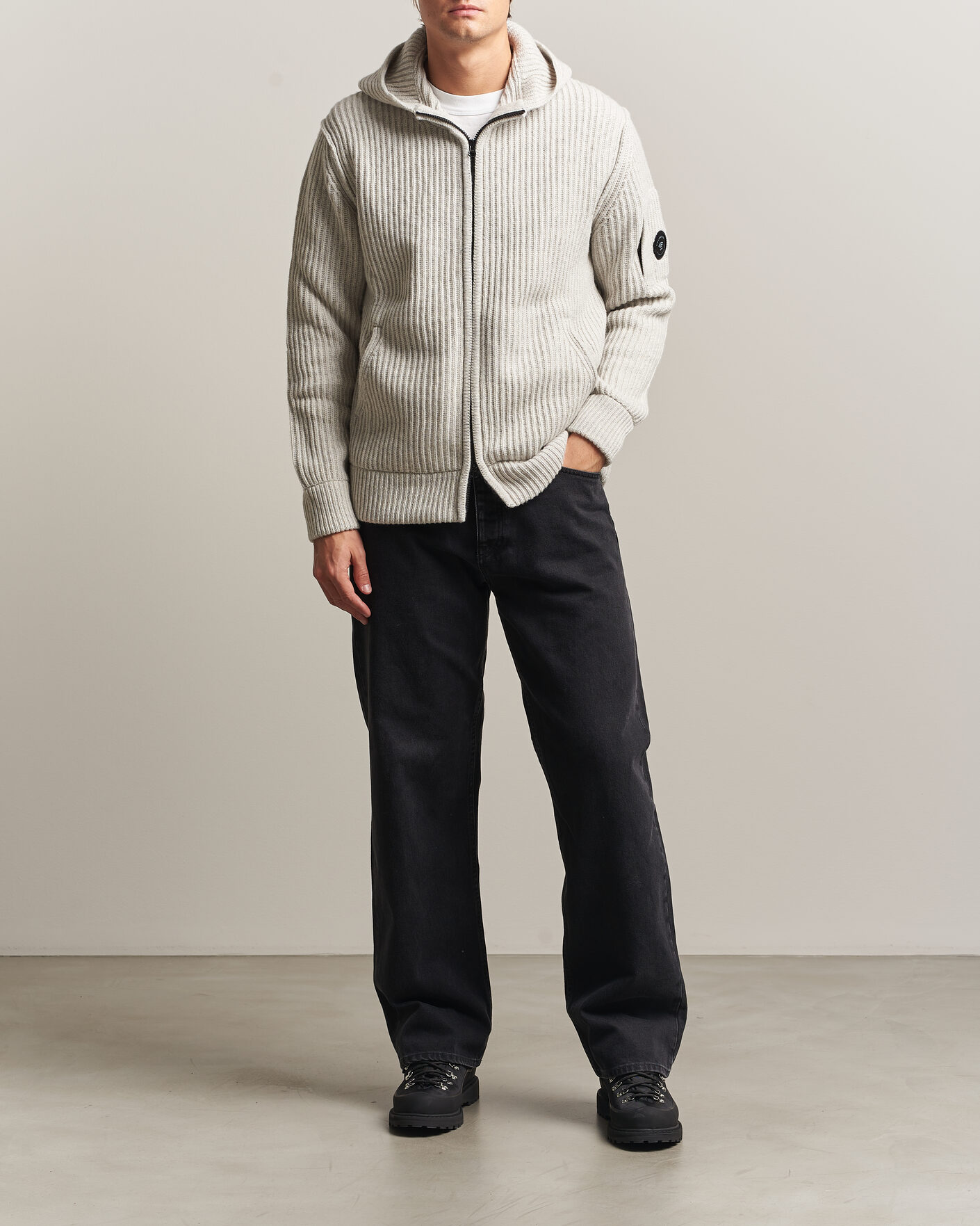 Herren | Pullover | C.P. Company | Heavy Lambswool Hood Zip Light Grey