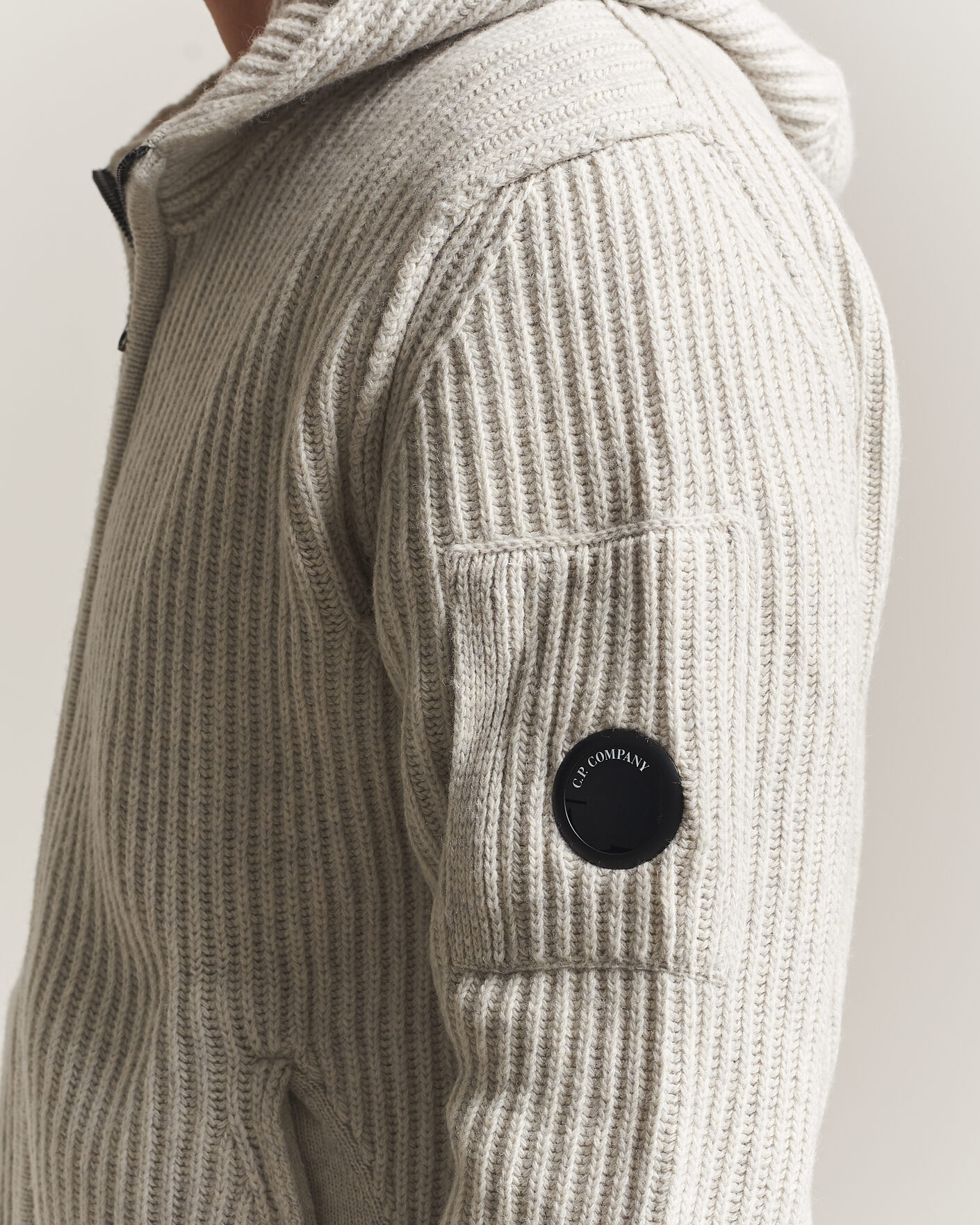 Herren | Pullover | C.P. Company | Heavy Lambswool Hood Zip Light Grey