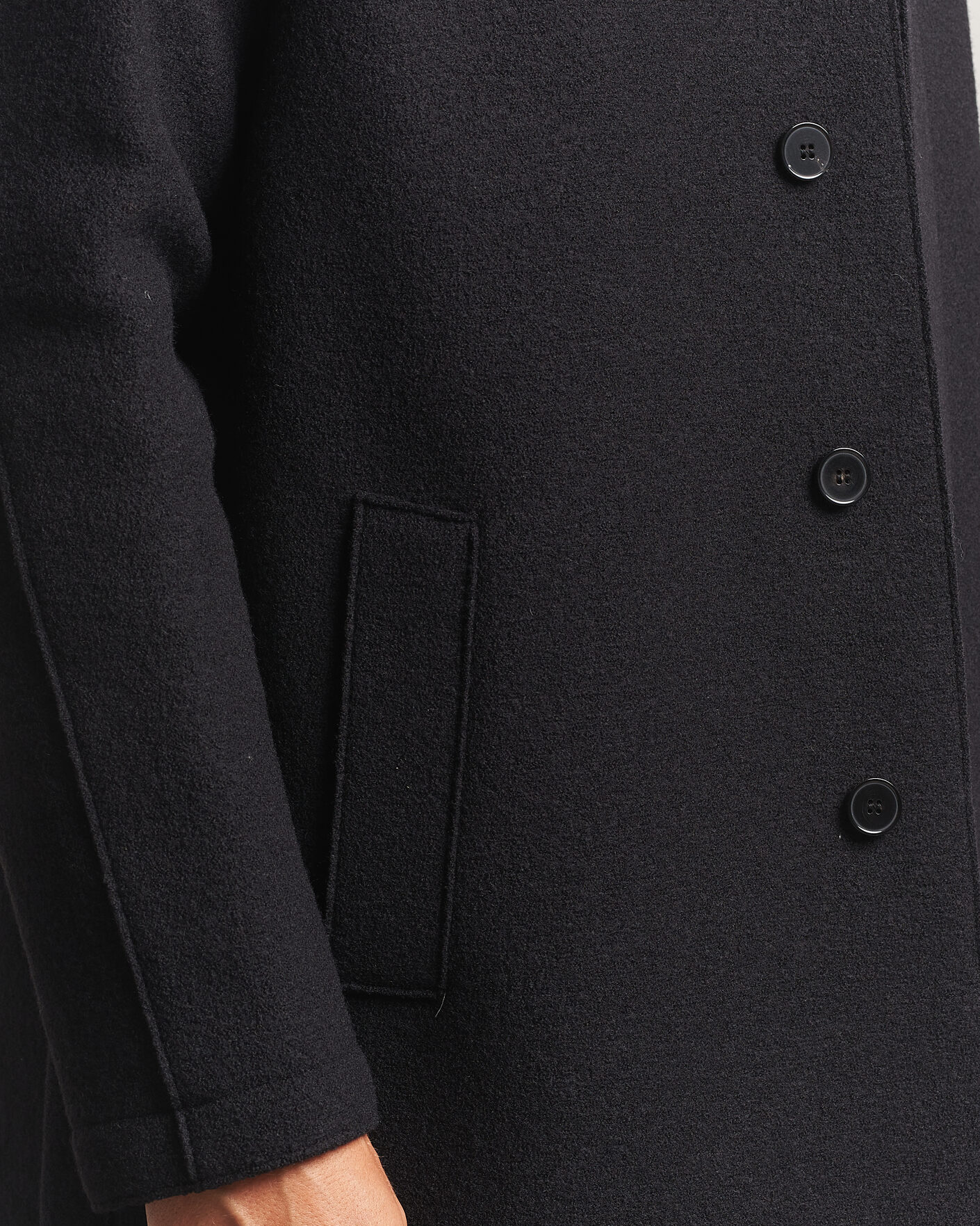 Herren | Jacken | Harris Wharf London | Boiled Wool Fly Front Balmacan Coat Black
