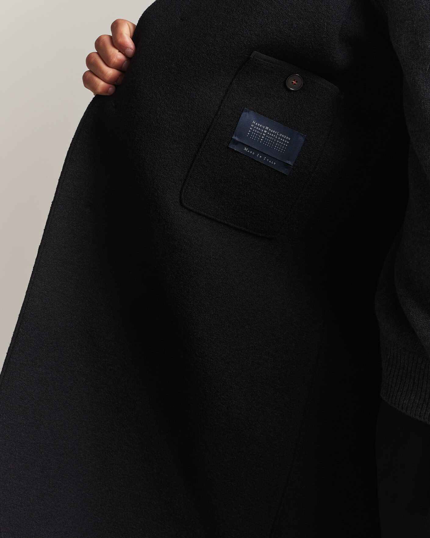 Herren | Jacken | Harris Wharf London | Boiled Wool Fly Front Balmacan Coat Black