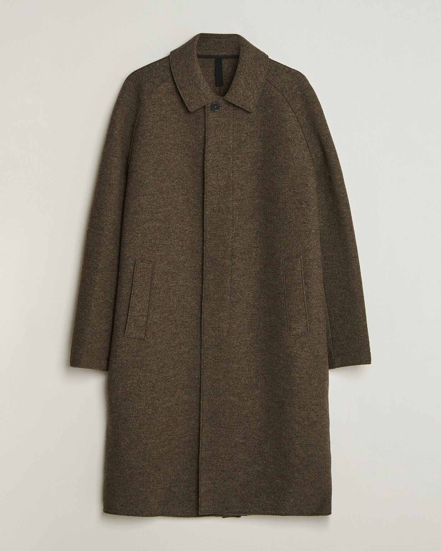 Herren | Jacken | Harris Wharf London | Boiled Wool Fly Front Balmacan Coat Brown/Green