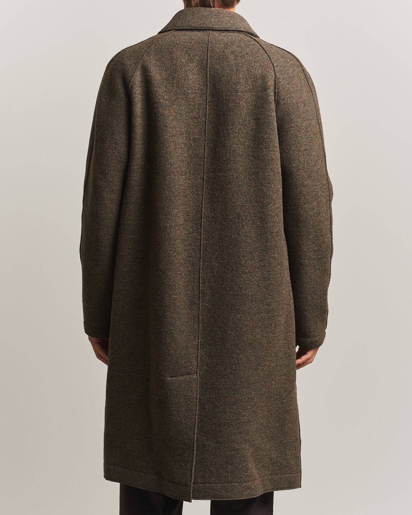 Herren | Jacken | Harris Wharf London | Boiled Wool Fly Front Balmacan Coat Brown/Green