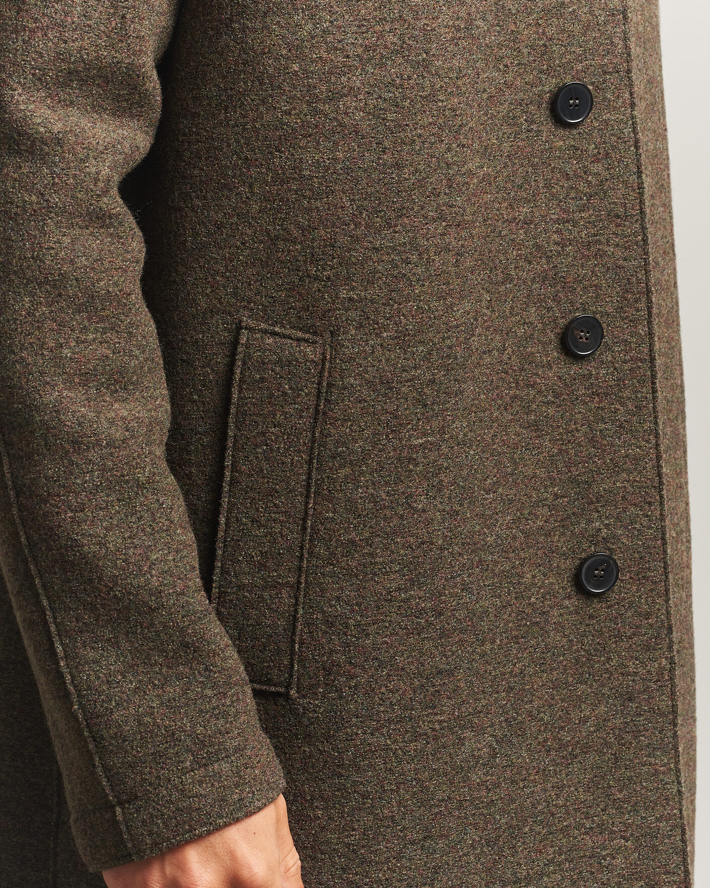 Herren | Jacken | Harris Wharf London | Boiled Wool Fly Front Balmacan Coat Brown/Green