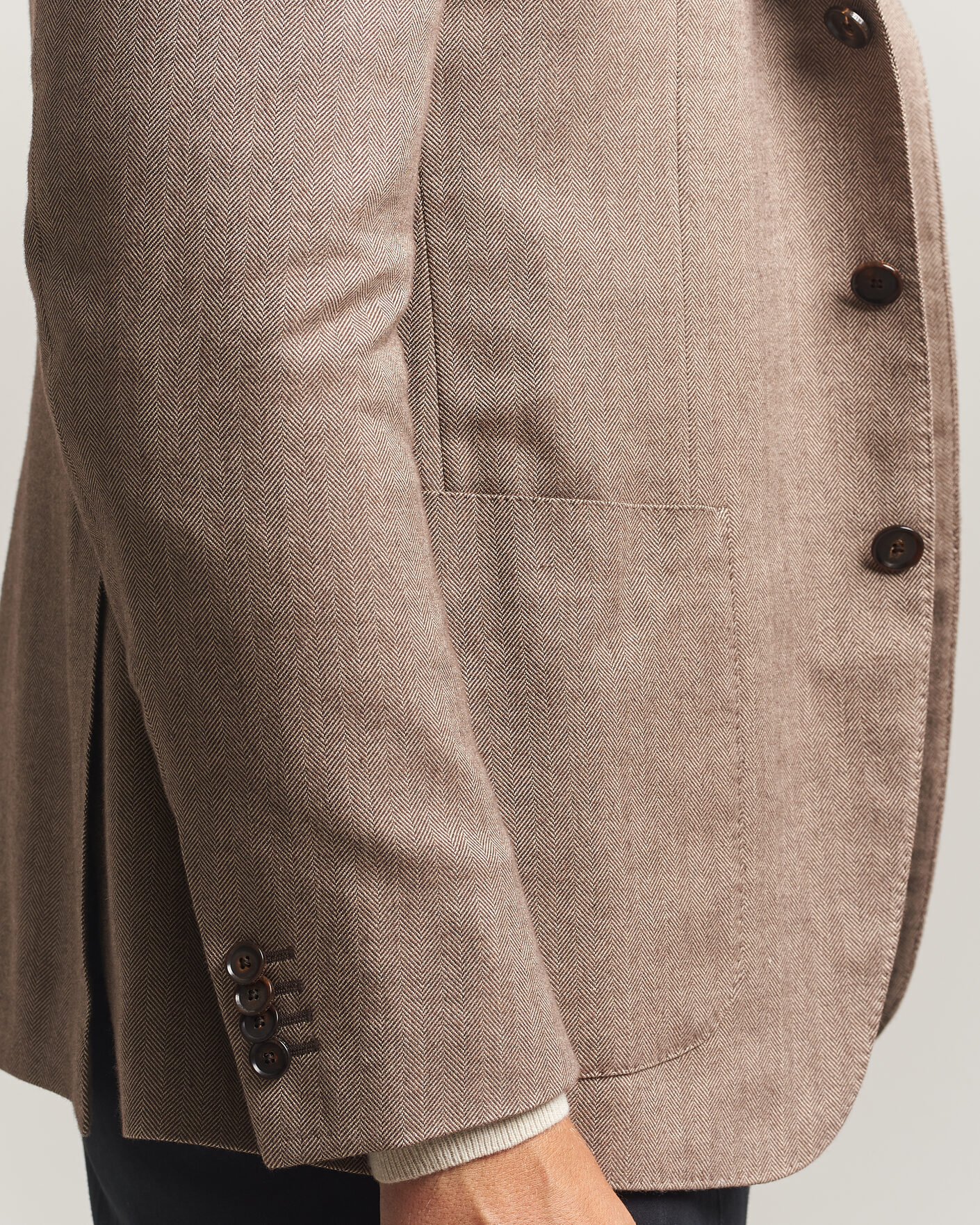 Herren | Sakkos | Caruso | Aida Herringbone Cotton Flannel Blazer Beige