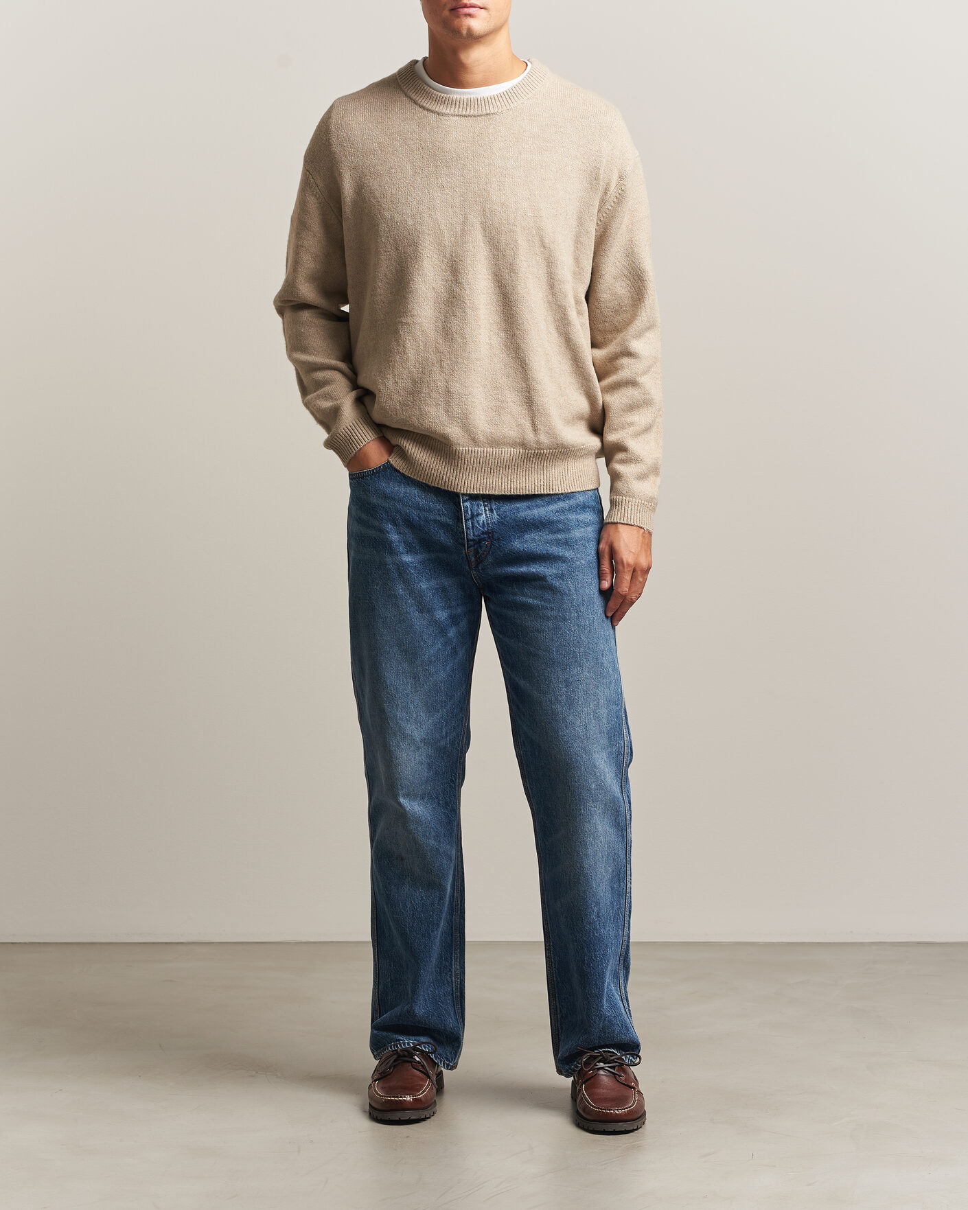 Herren | Pullover | KnowledgeCotton Apparel | Knitted Crewneck Feather Grey