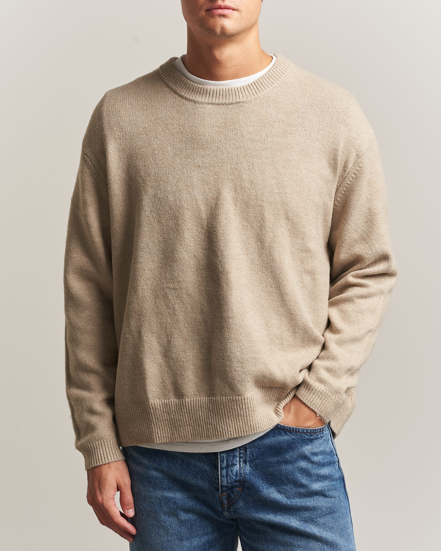 Herren | Pullover | KnowledgeCotton Apparel | Knitted Crewneck Feather Grey